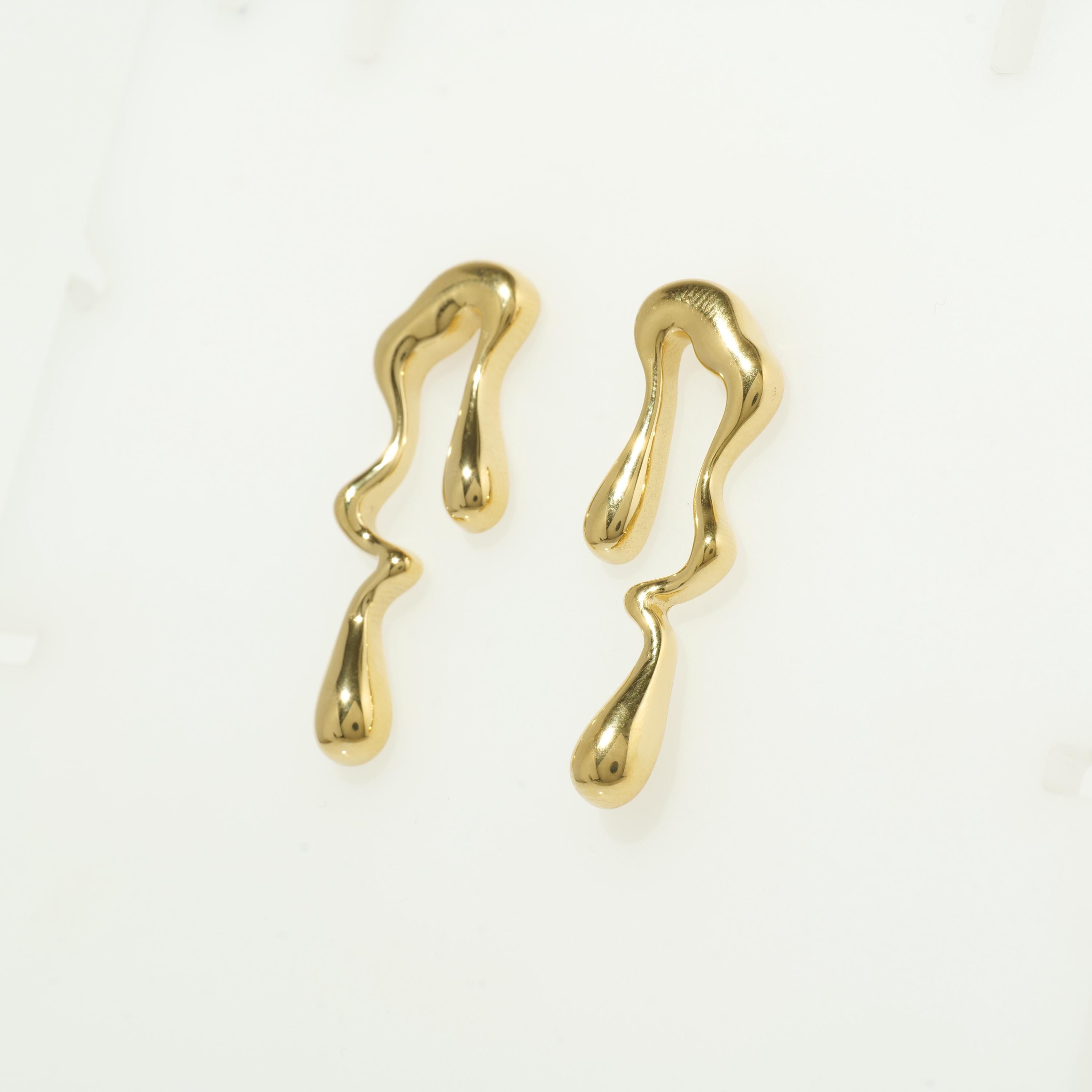 Gold molten drip earrings
