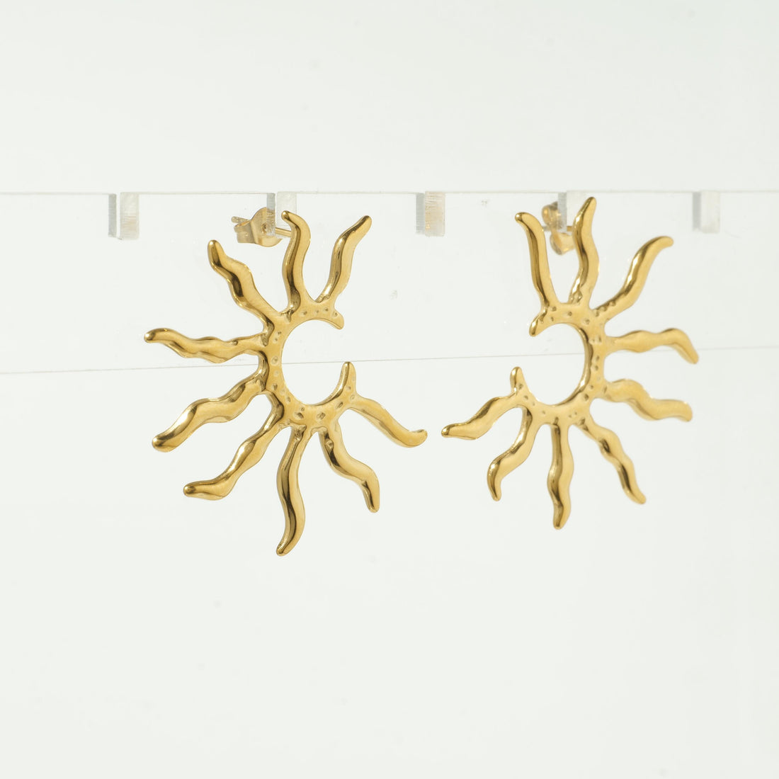 Sun Ray Inspired Gold Earrings