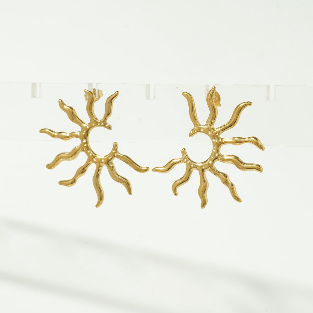 Sun Ray Inspired Gold Earrings