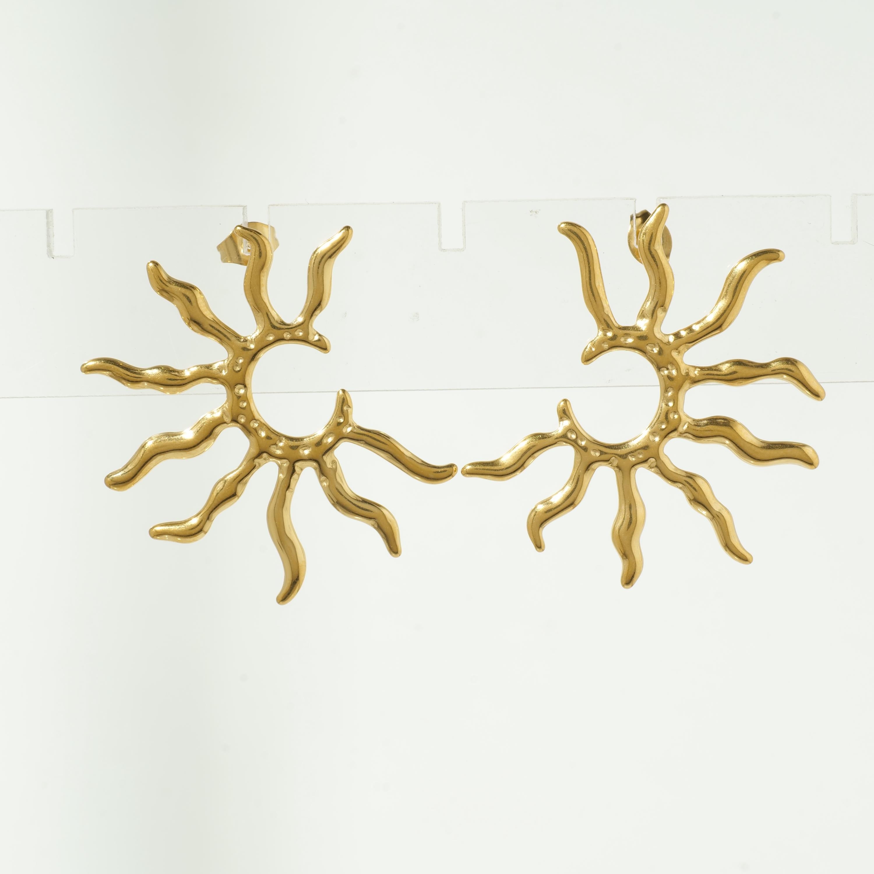 Sun Ray Inspired Gold Earrings