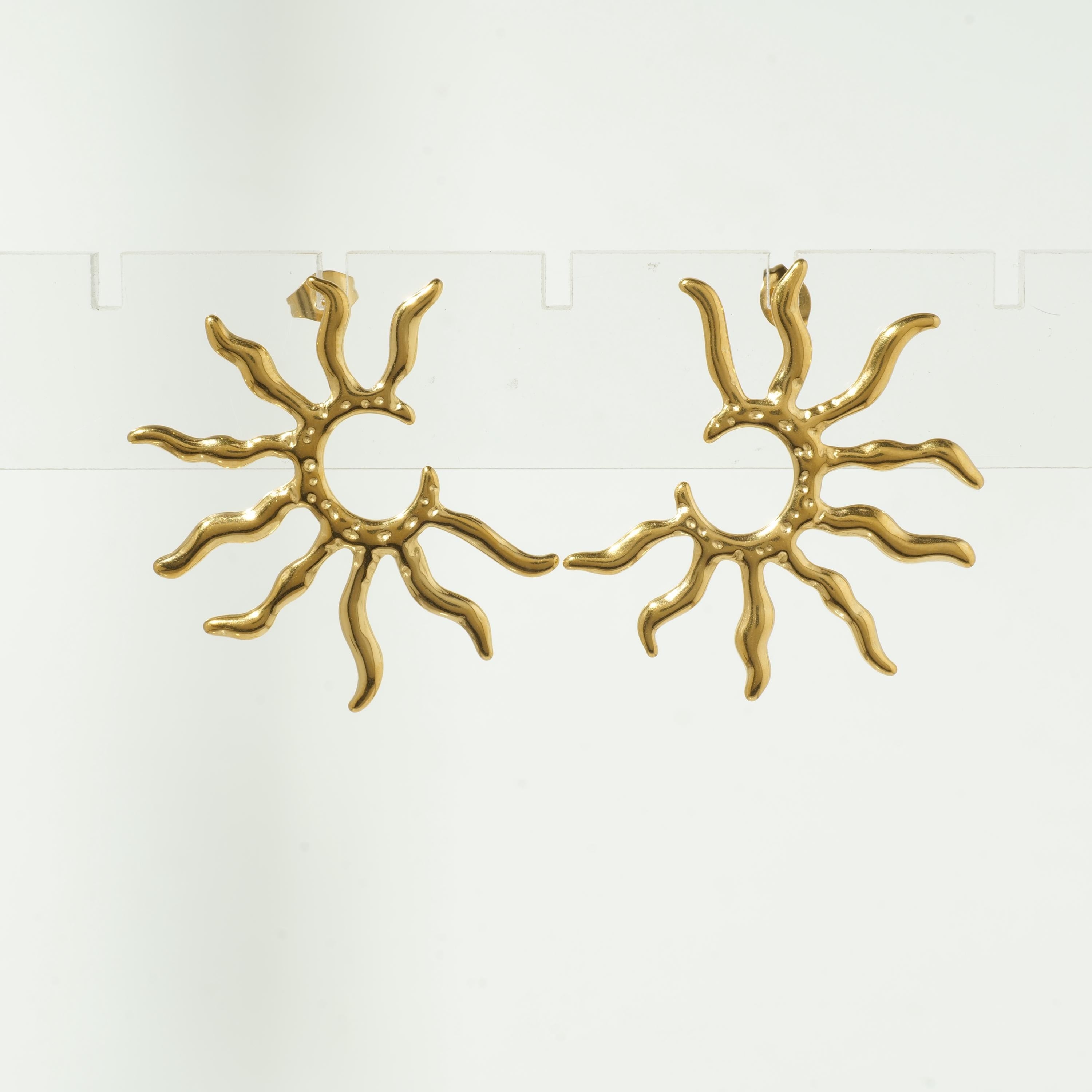 Sun Ray Inspired Gold Earrings