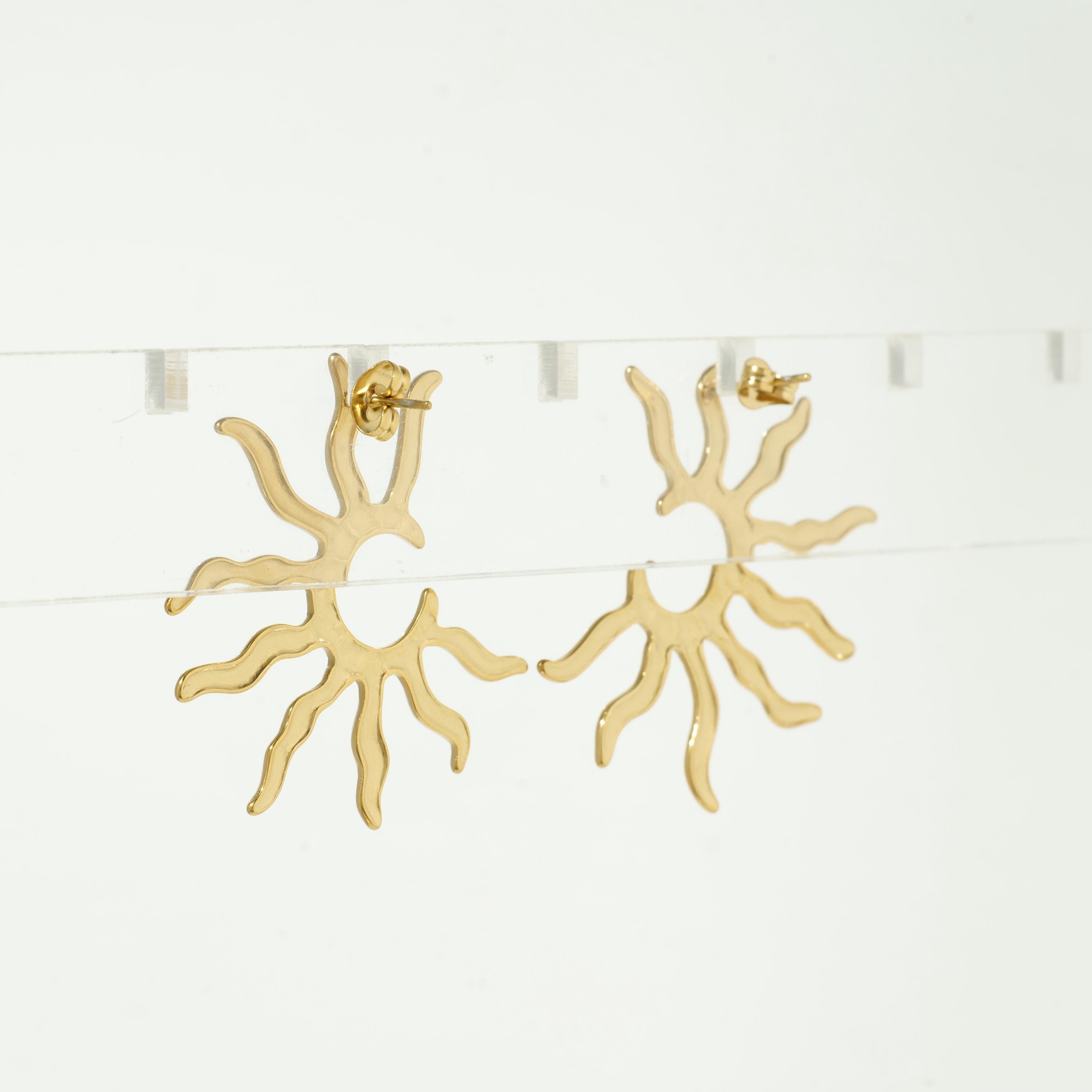Sun Ray Inspired Gold Earrings