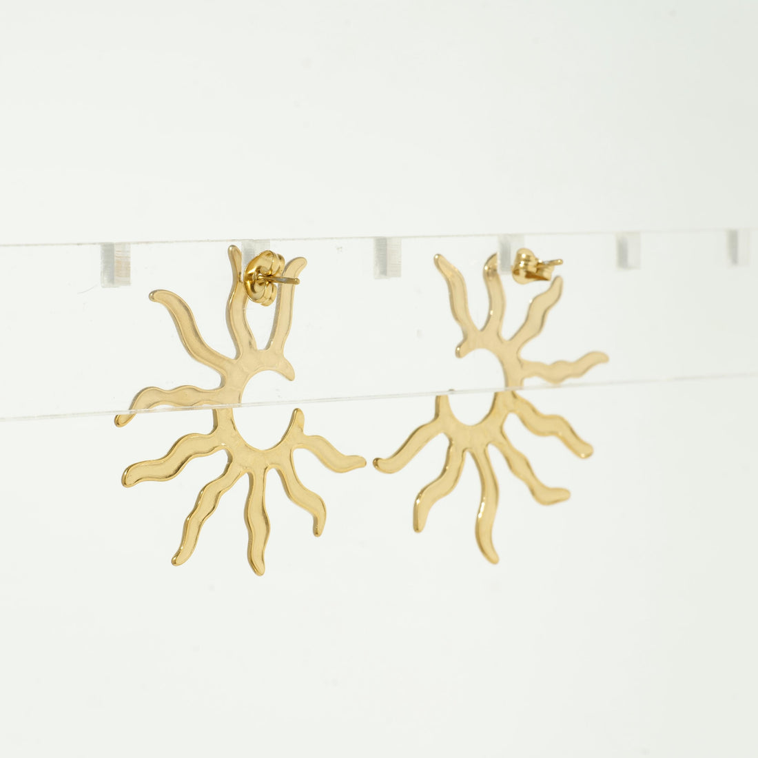 Sun Ray Inspired Gold Earrings