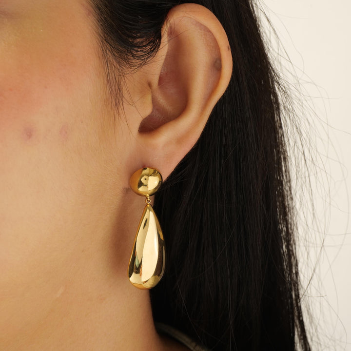 Gold Teardrop Statement Earrings