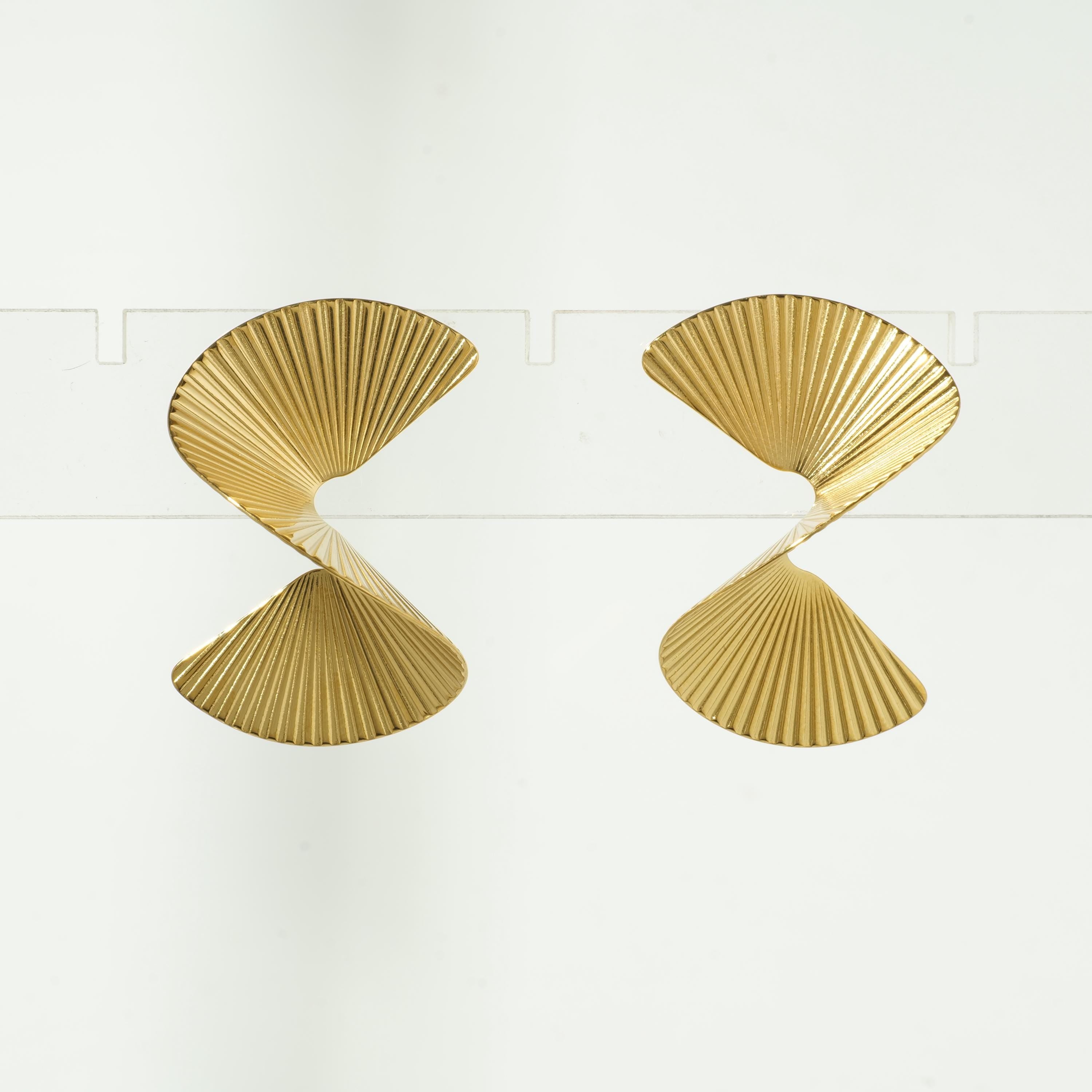 Gold Folded Fan Earrings