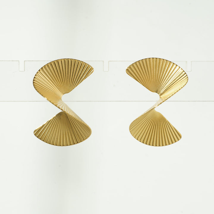 Gold Folded Fan Earrings