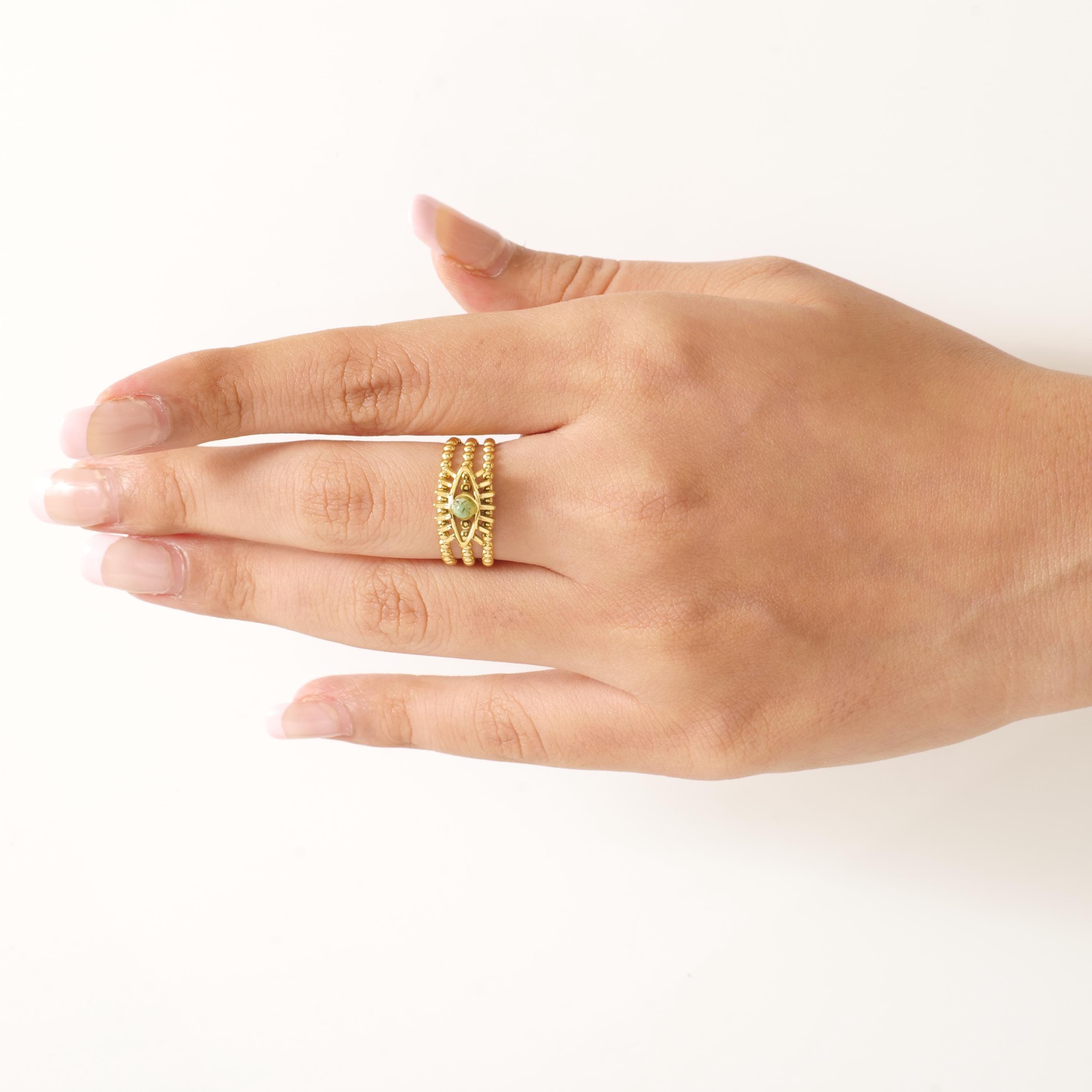 18k Gold Plated Evil Eye Birthstone Ring