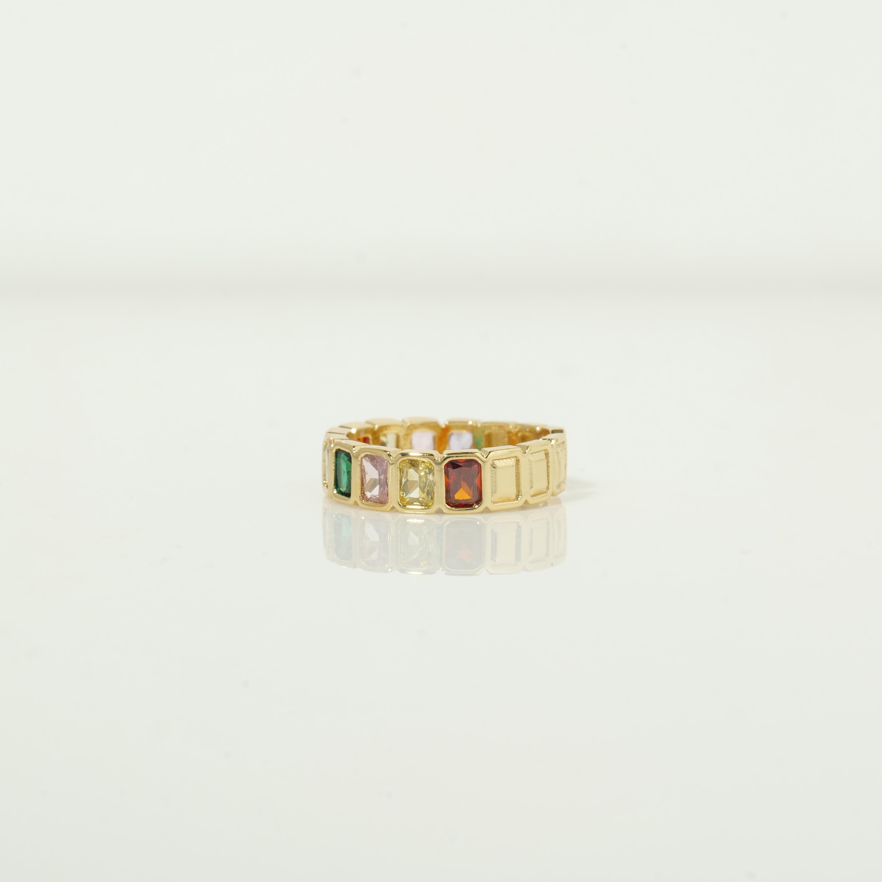 Gold Plated Rainbow Gemstone Ring