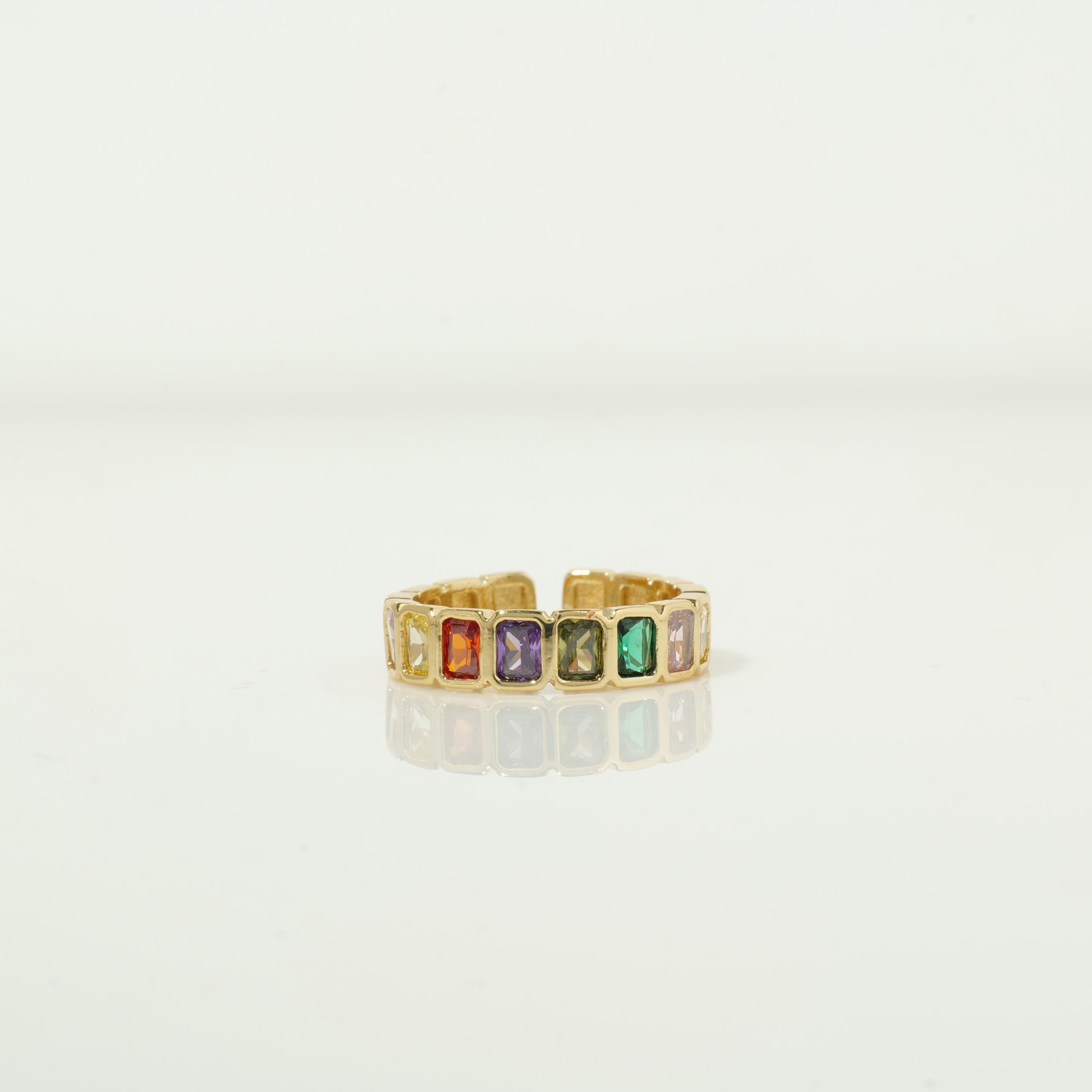 Gold Plated Rainbow Gemstone Ring