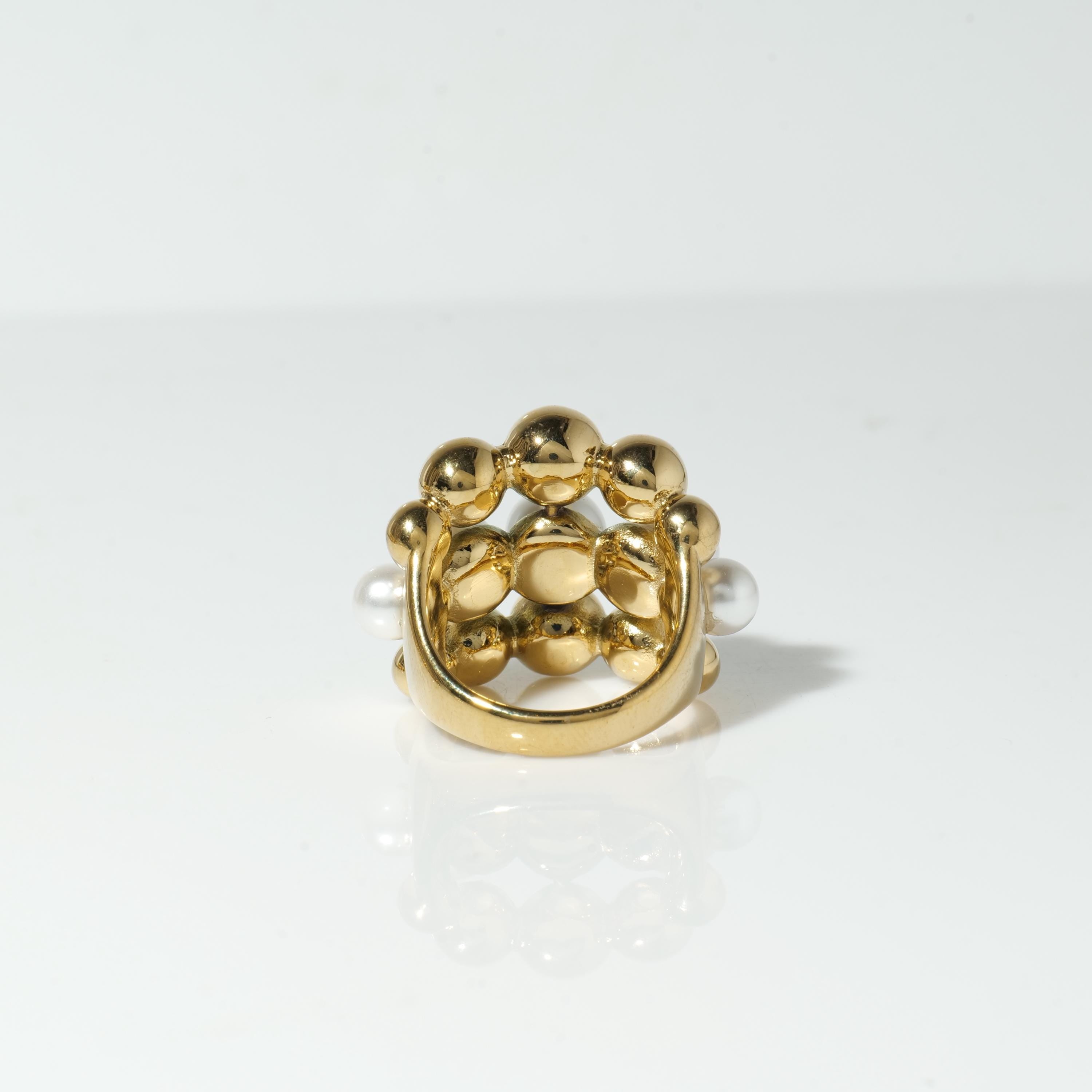 18k Gold-Plated Beaded Pearl Ring