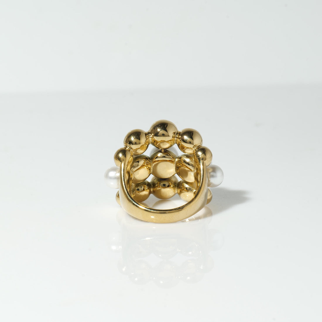 18k Gold-Plated Beaded Pearl Ring