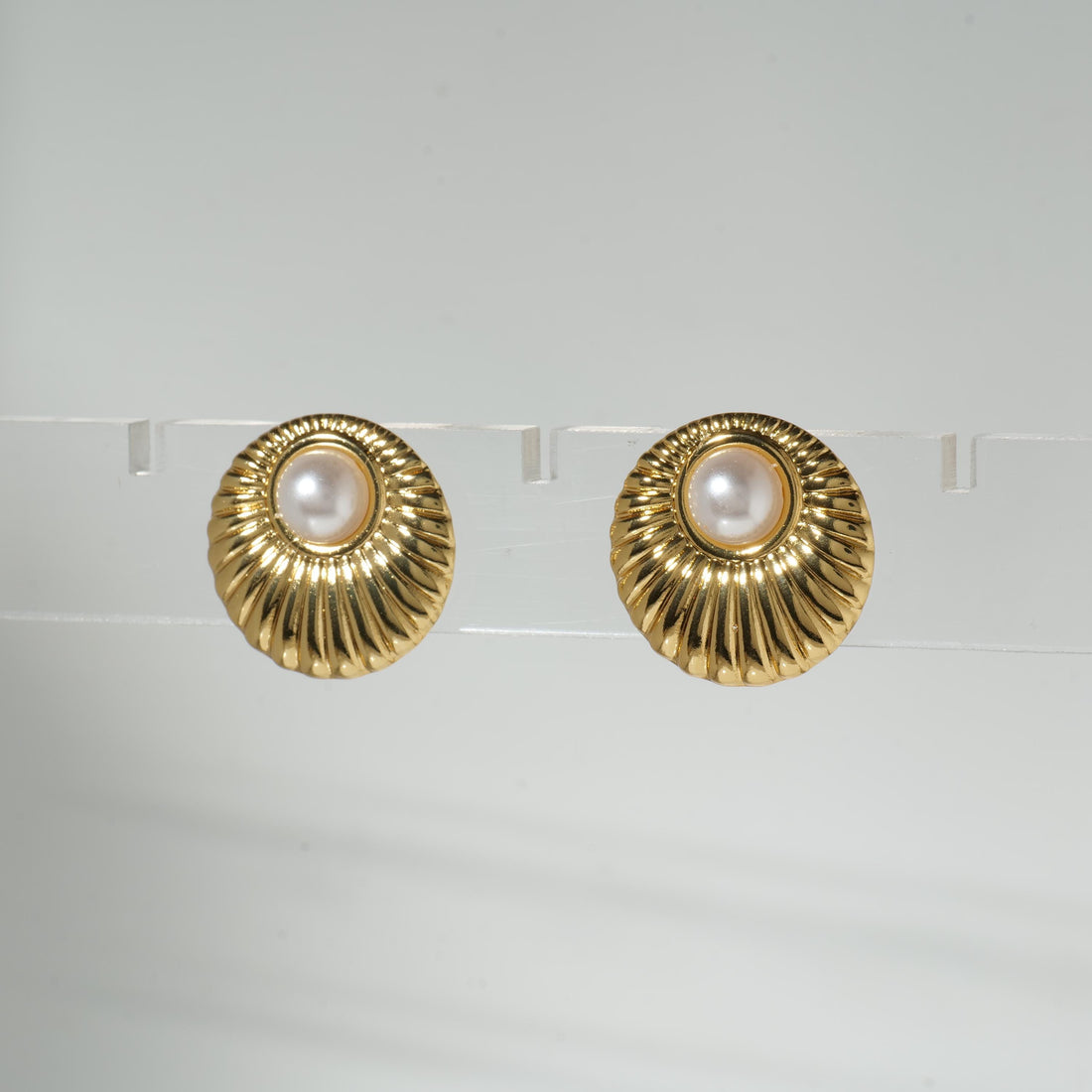 Gold Pearl Stud Earrings