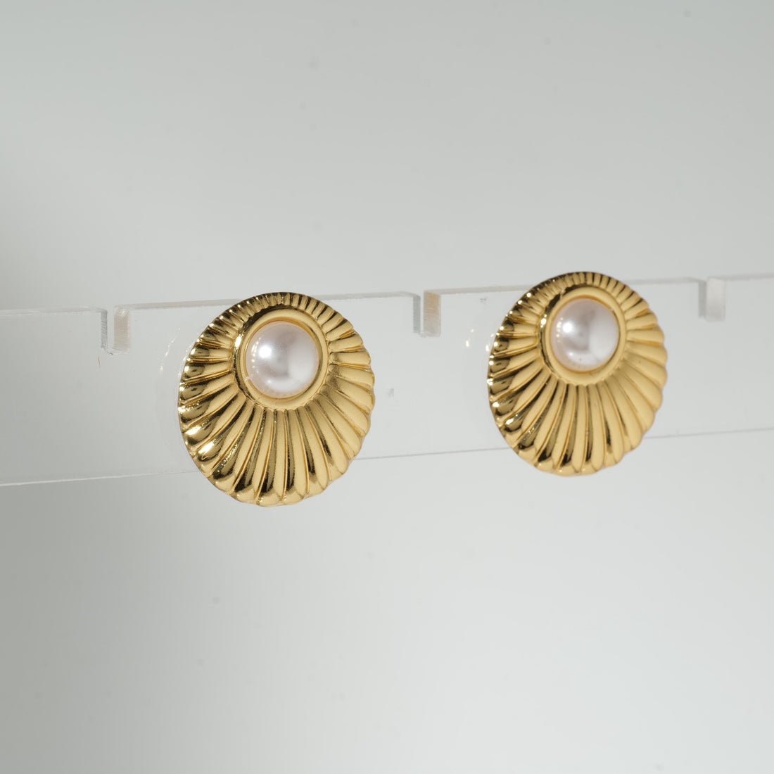 Gold Pearl Stud Earrings