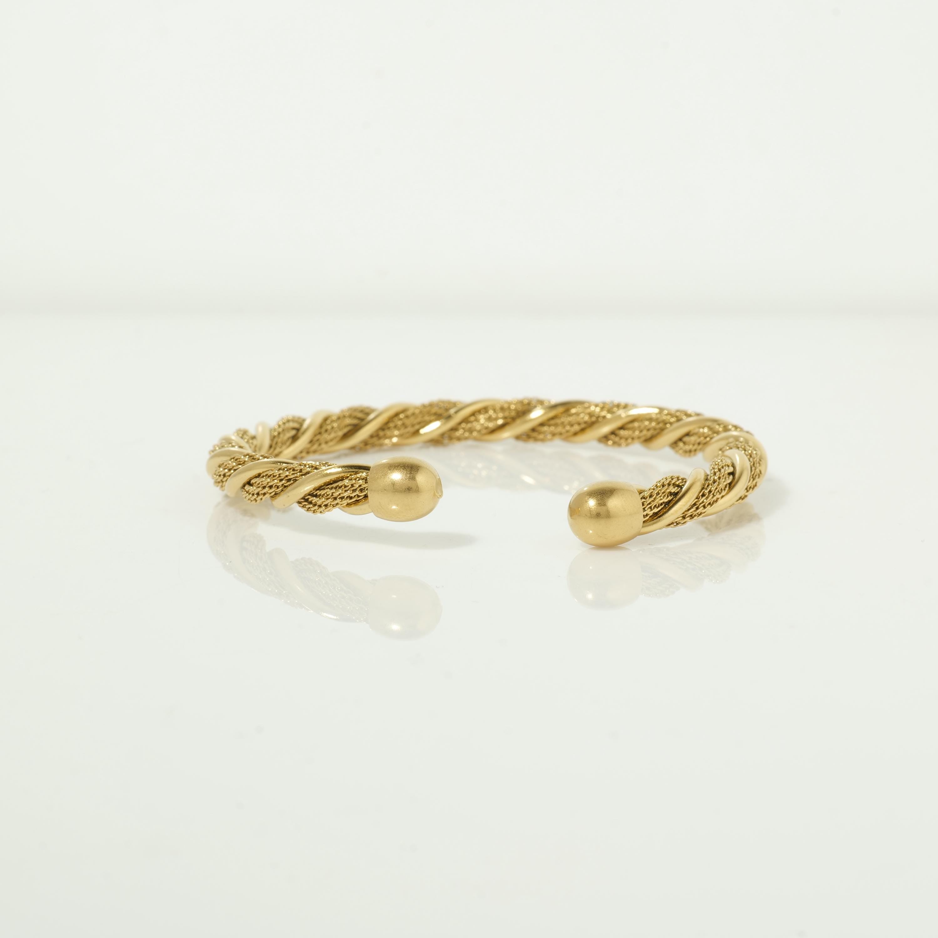 Gold rope twist cuff bracelet