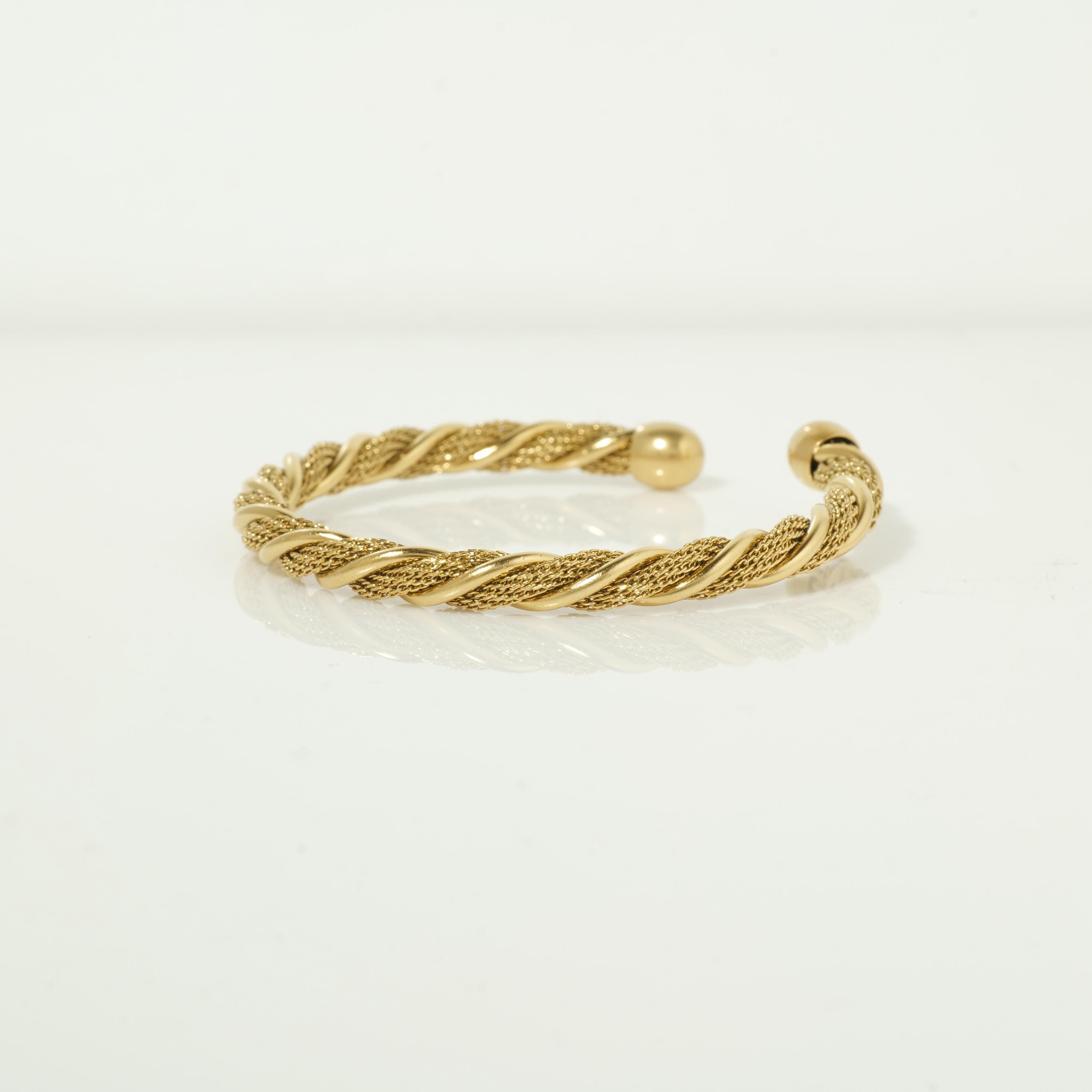 Gold rope twist cuff bracelet