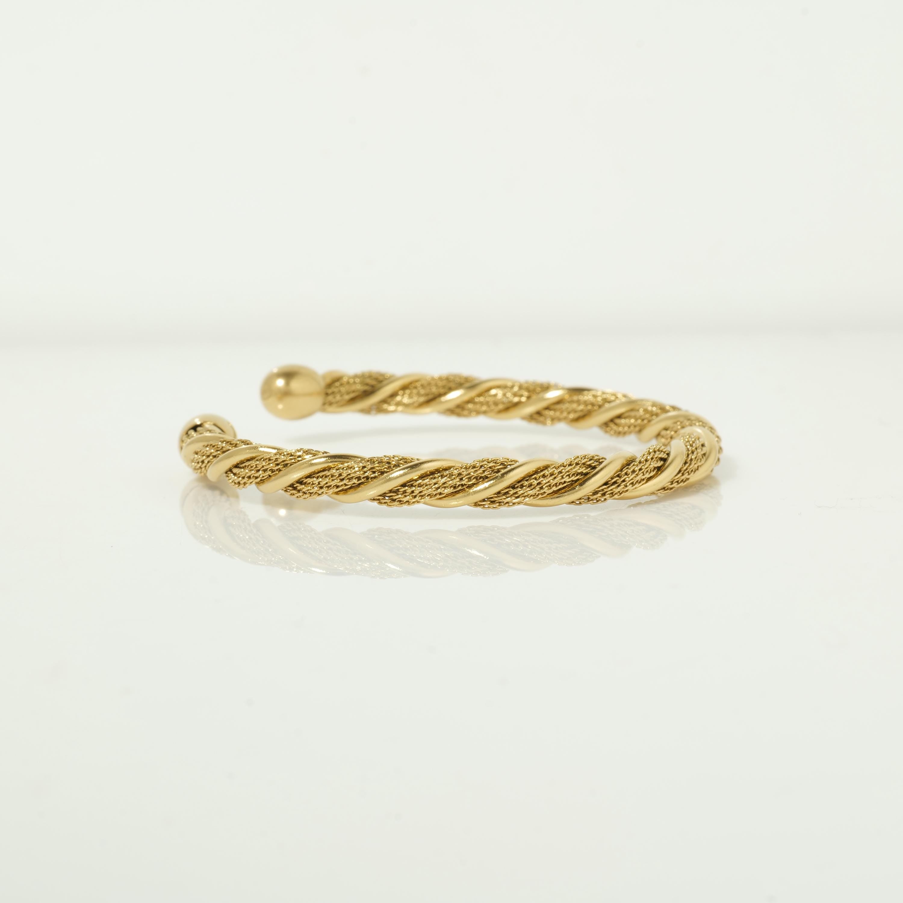 Gold rope twist cuff bracelet