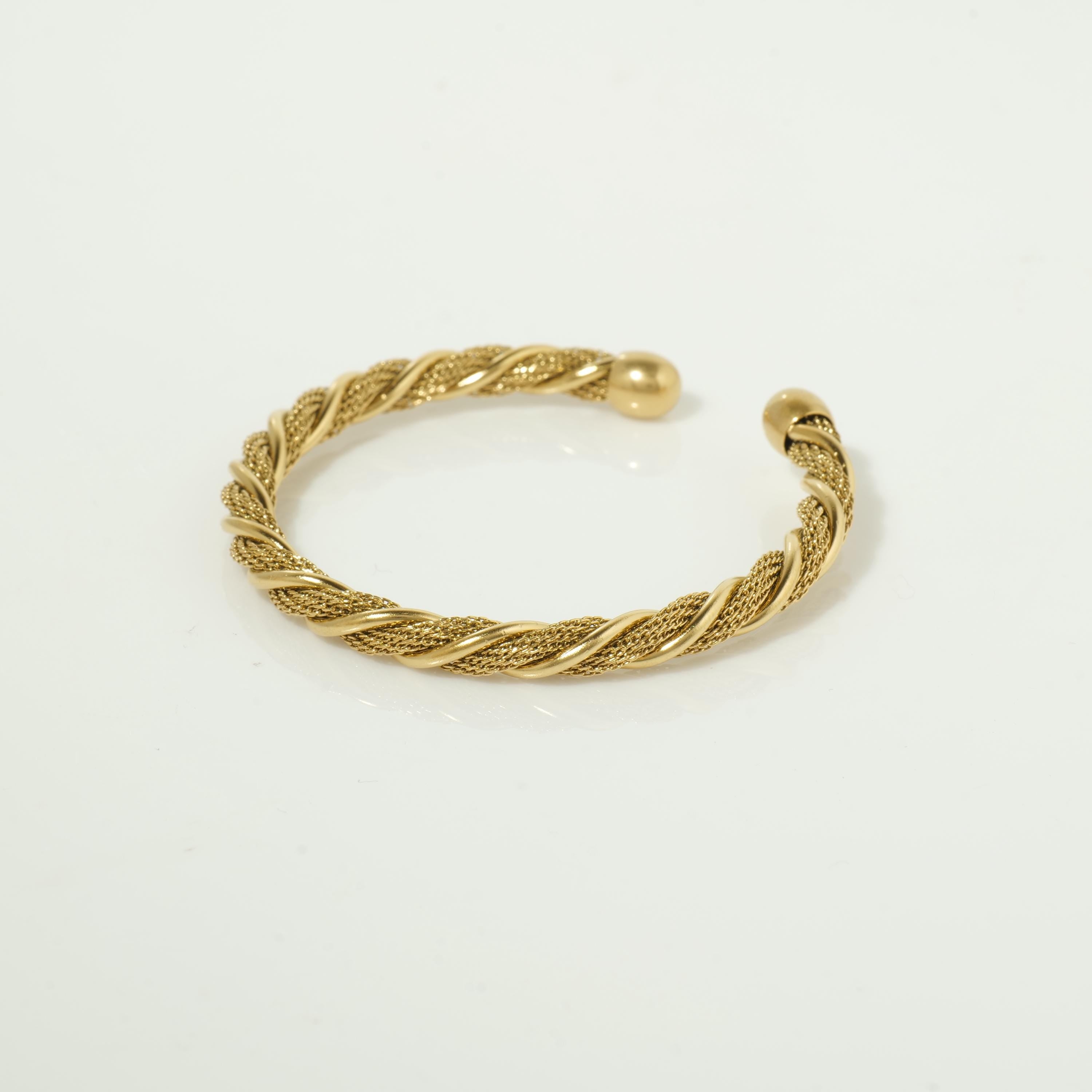Gold rope twist cuff bracelet