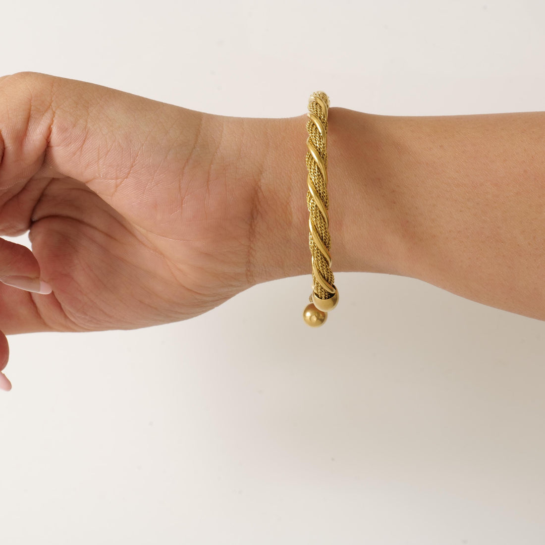 Gold rope twist cuff bracelet