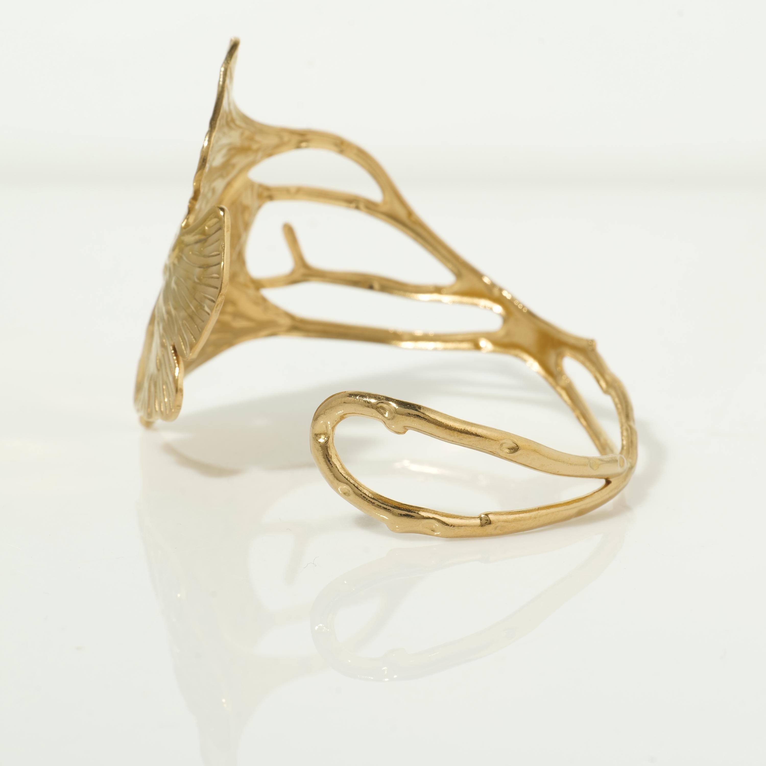 Gold ginkgo leaf bracelet