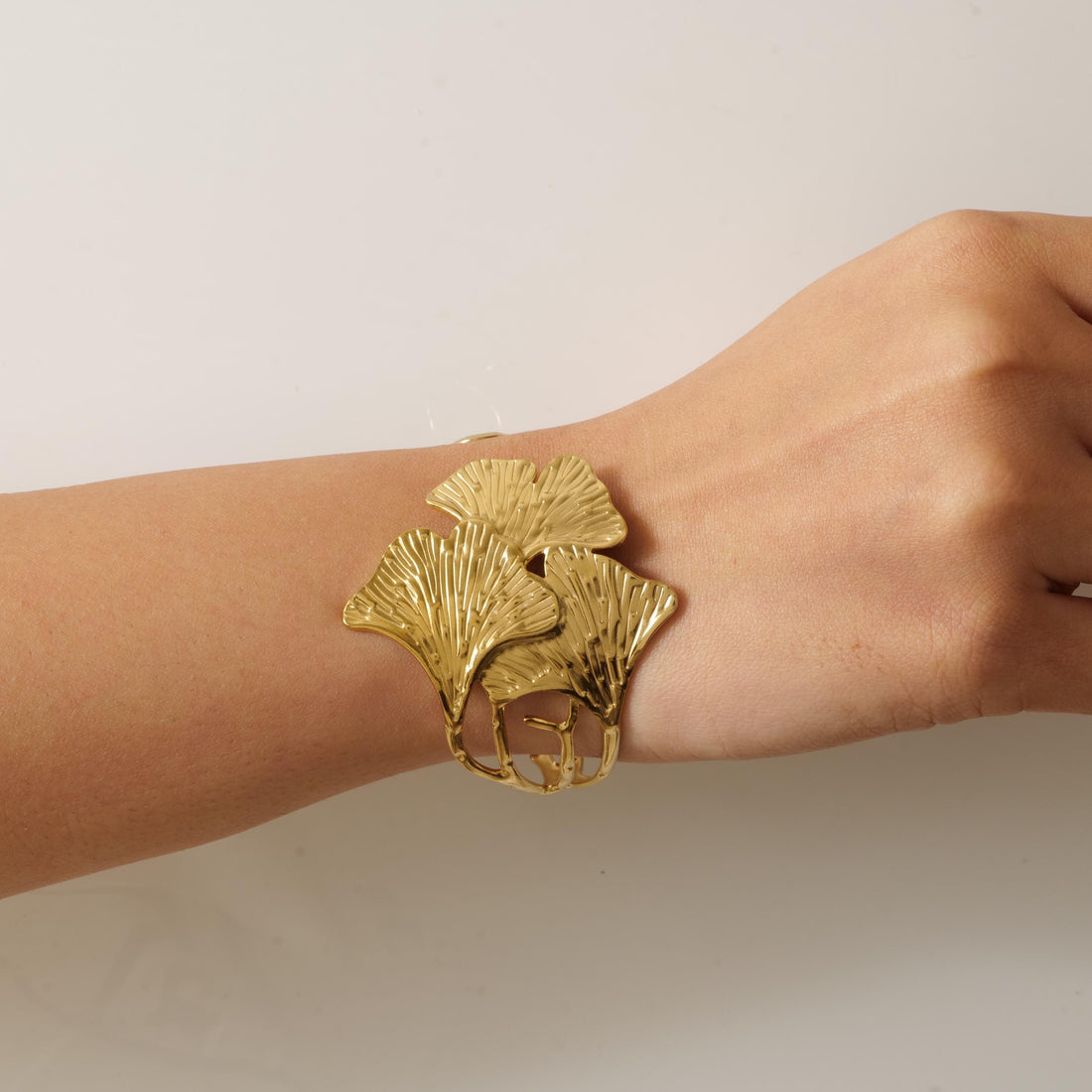 Gold ginkgo leaf bracelet