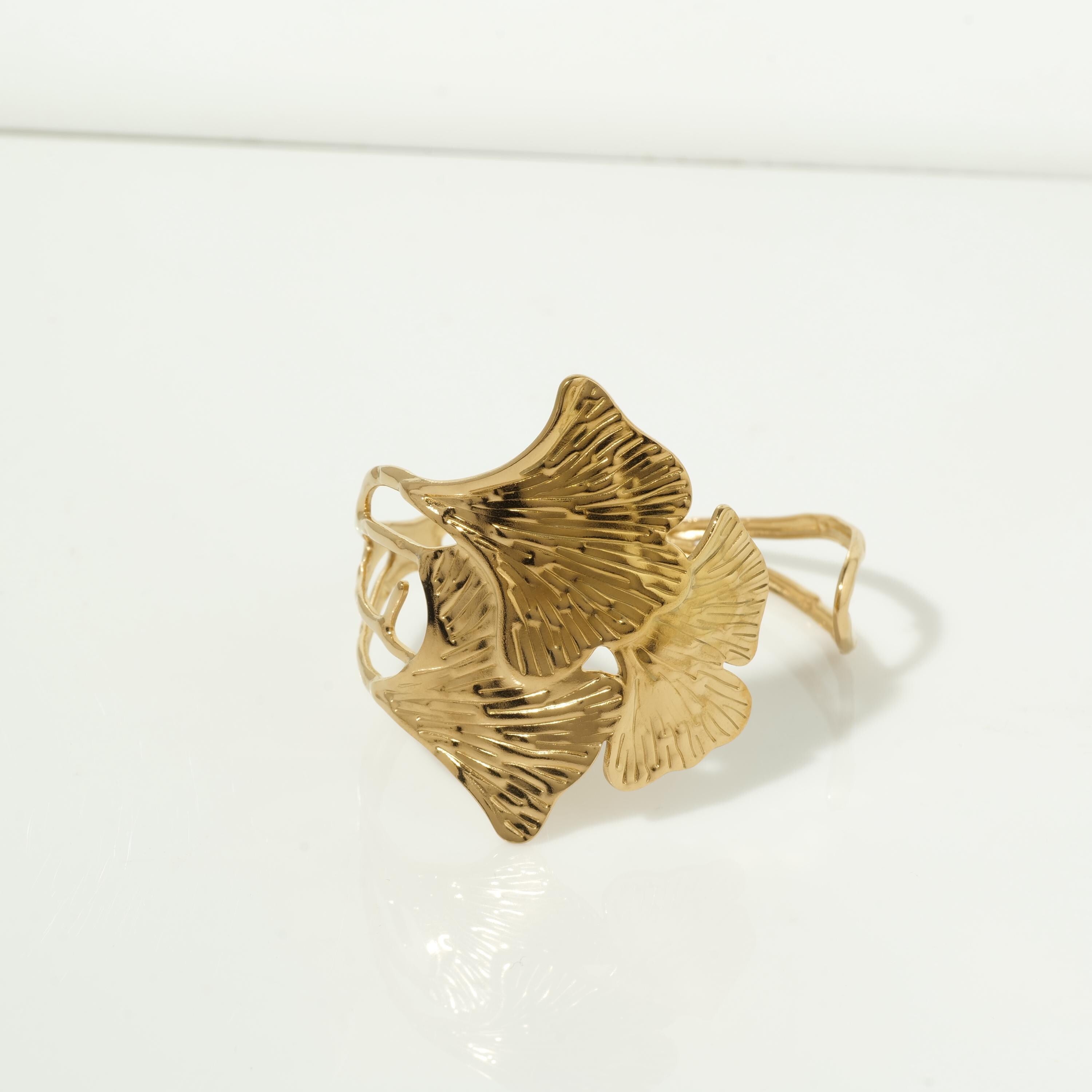 Gold ginkgo leaf bracelet