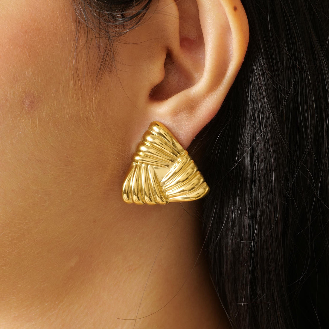 Gold plated triangle earrings