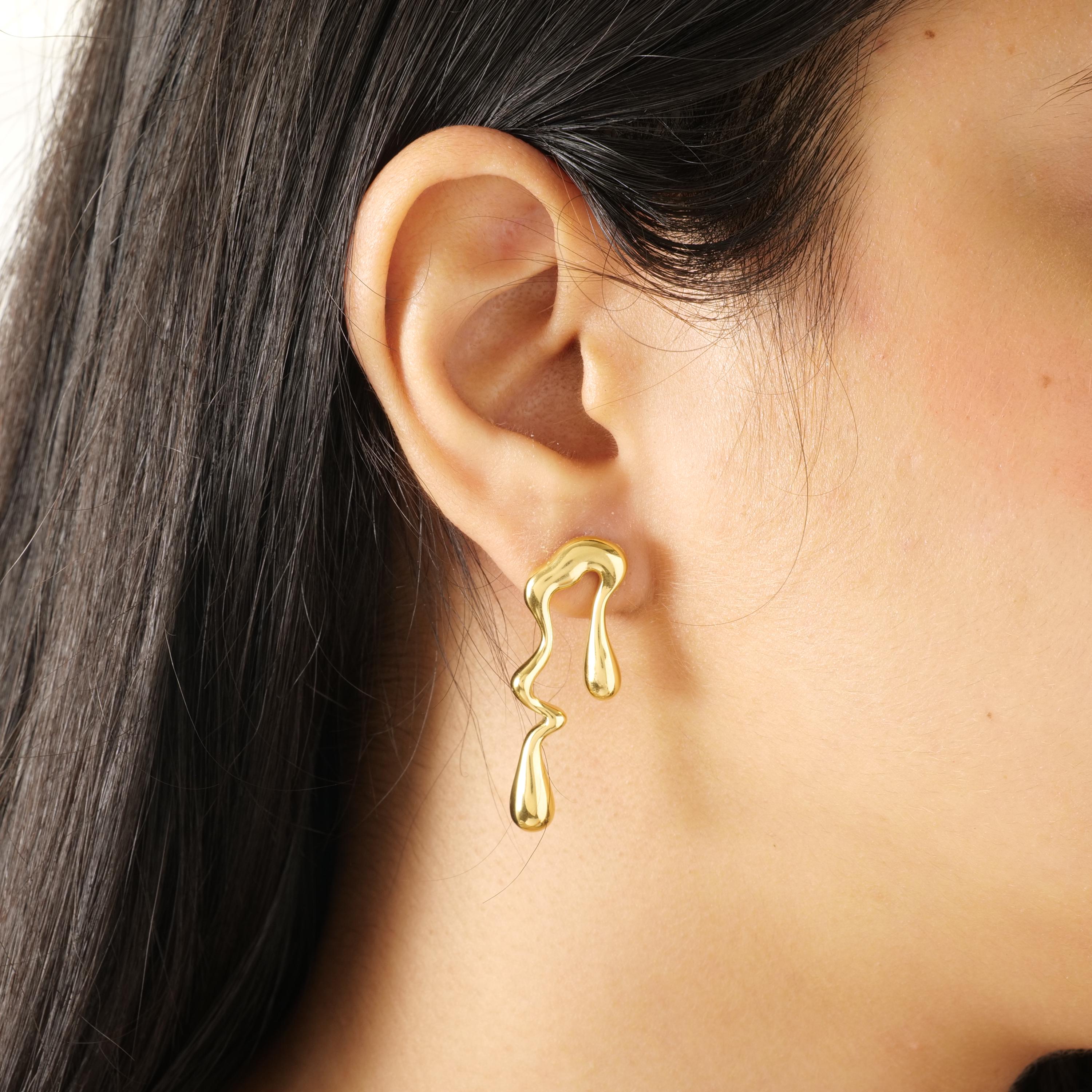 Gold molten drip earrings