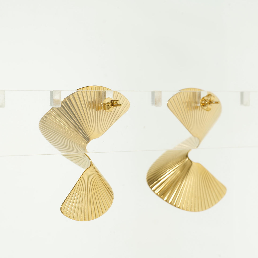 Gold Folded Fan Earrings