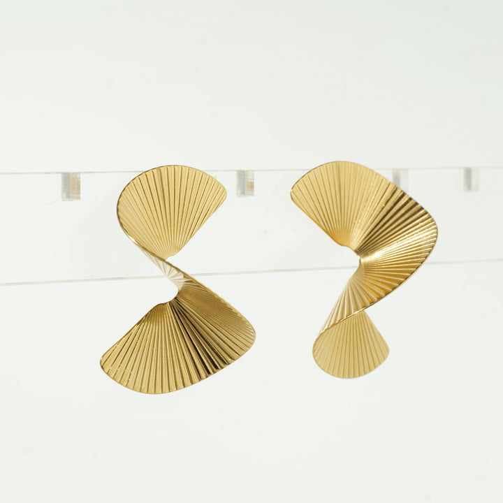 Gold Folded Fan Earrings