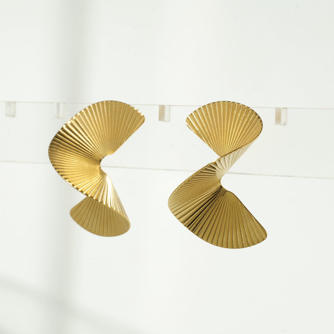 Gold Folded Fan Earrings
