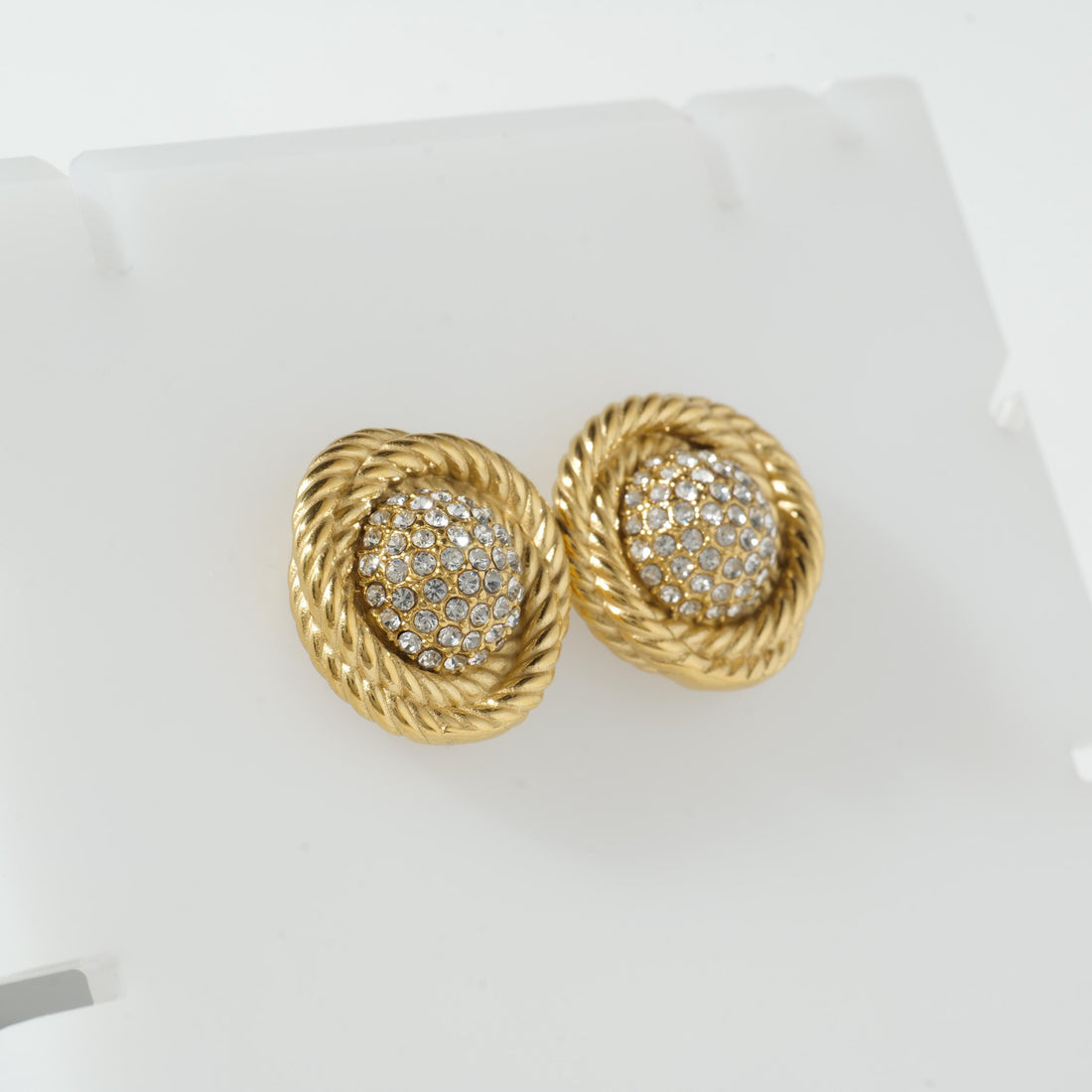 Gold Rope Crystal Stud Earrings