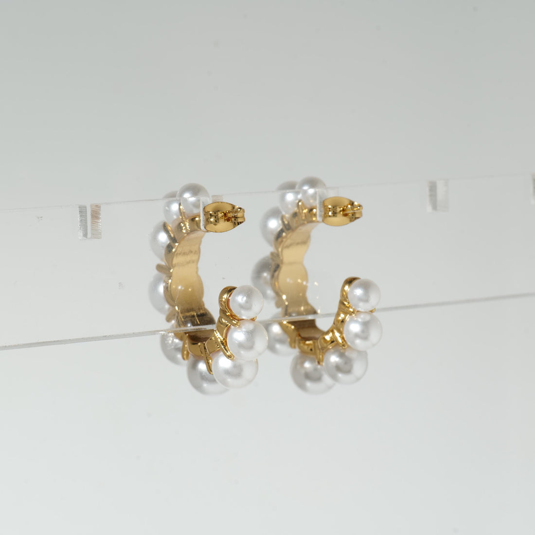 Gold Pearl Hoop Earrings
