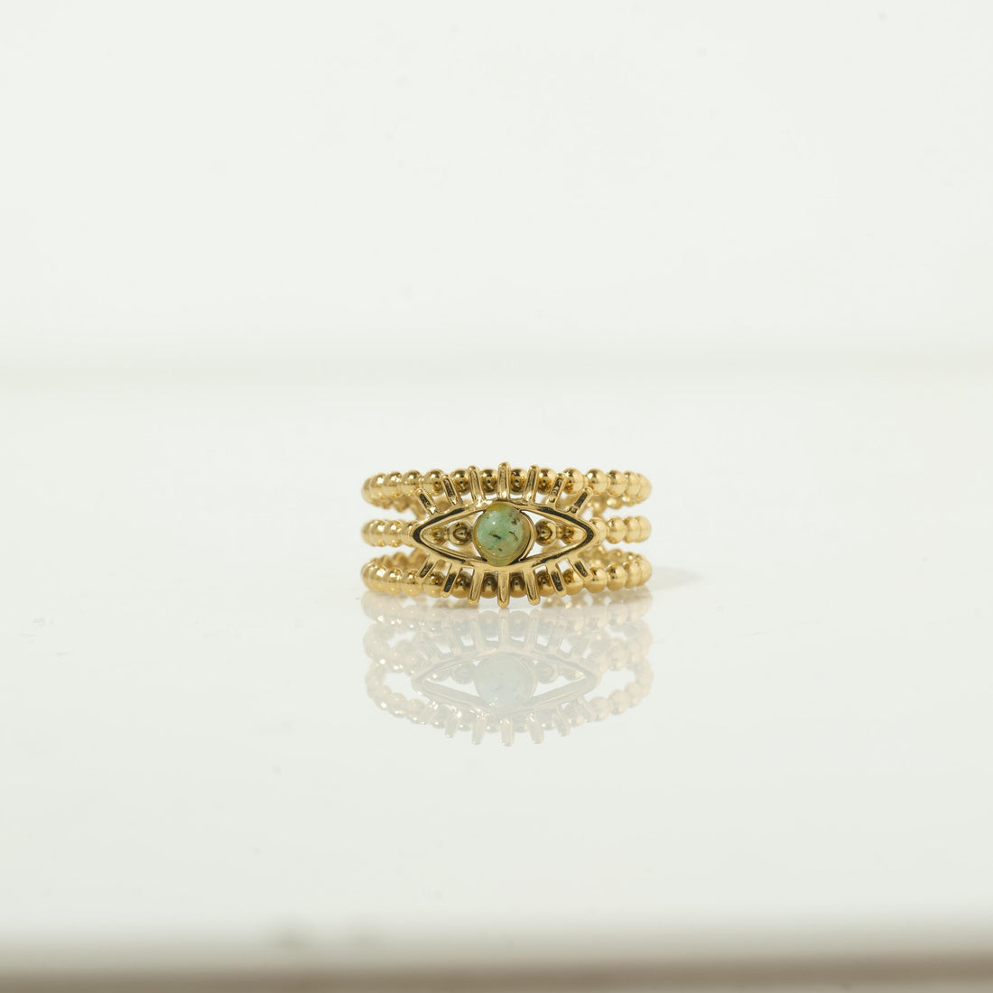 18k Gold Plated Evil Eye Birthstone Ring