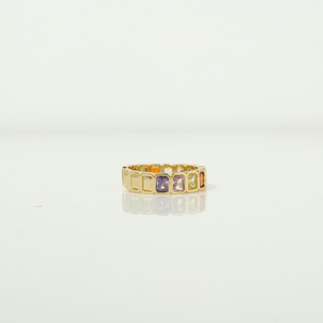 Gold Plated Rainbow Gemstone Ring