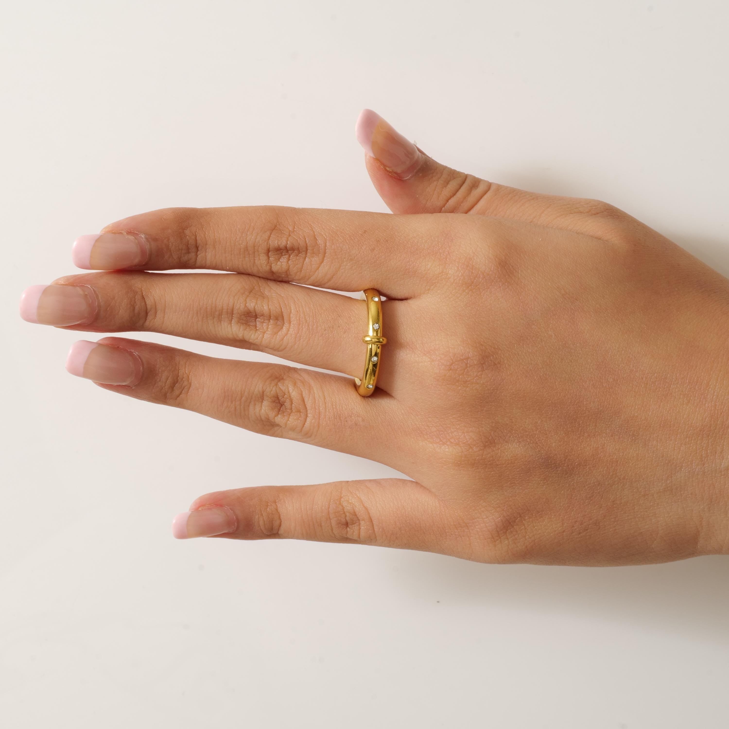 Minimal Gold Plated Ring with Stones