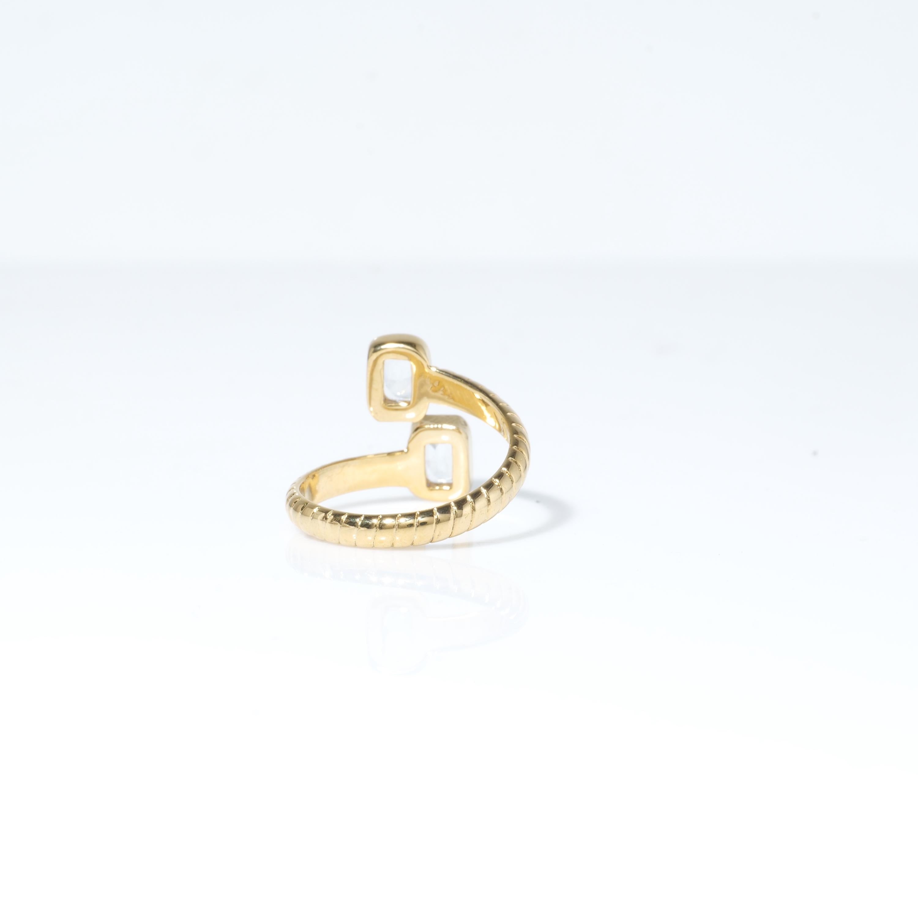 Gold Plated Twin Rectangle Crystal Ring
