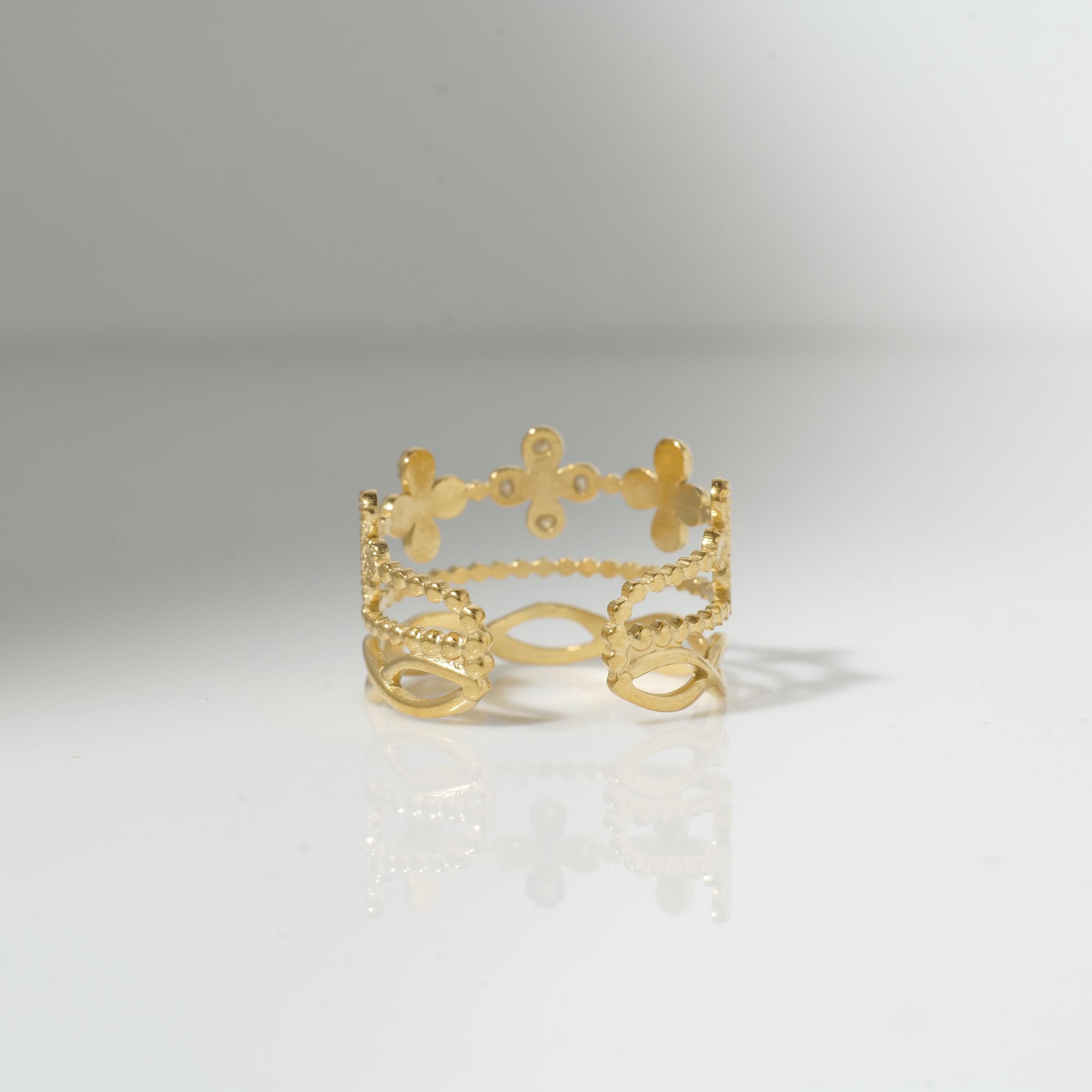 Gold Plated Crown Ring