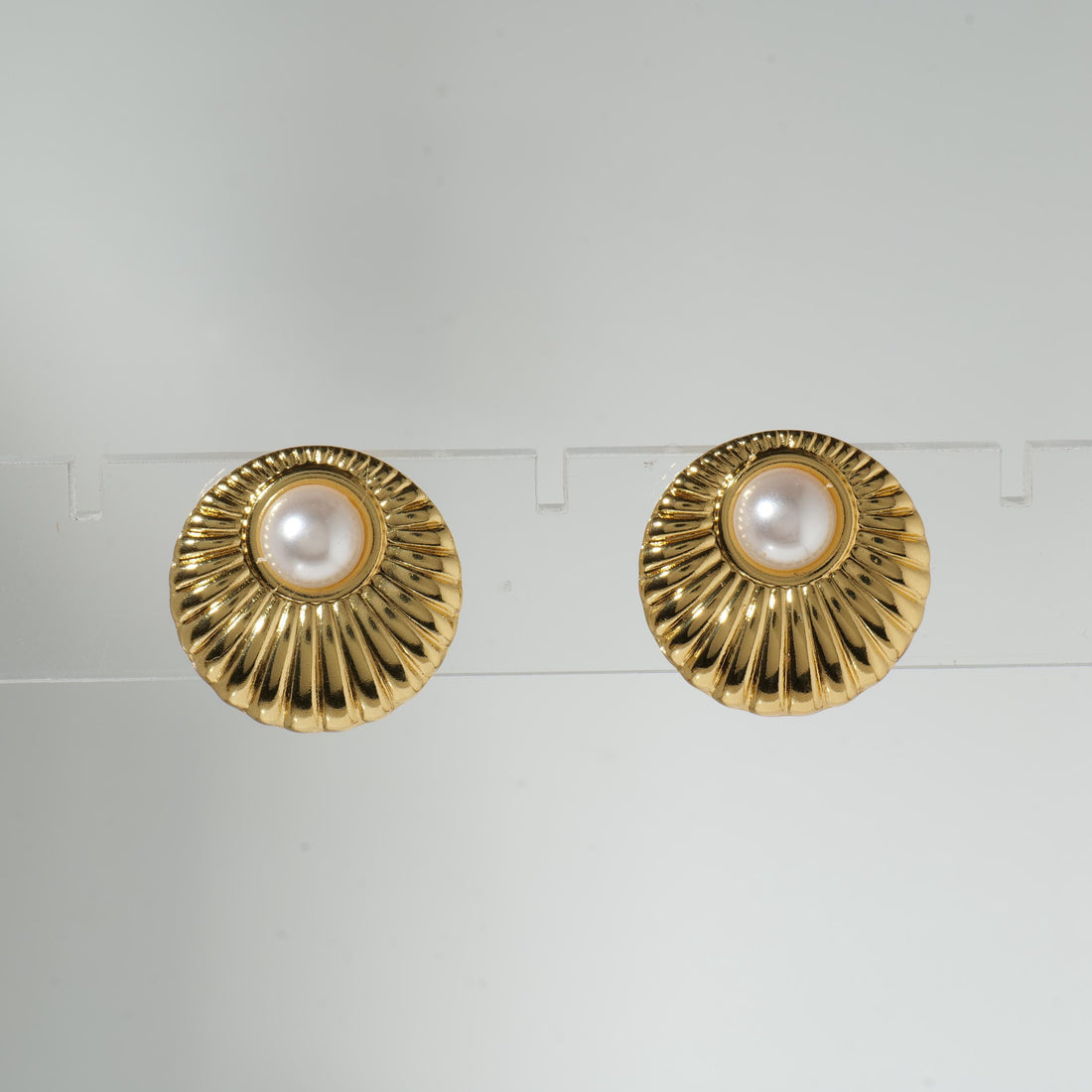 Gold Pearl Stud Earrings