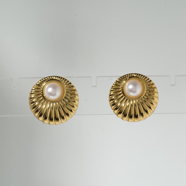 Gold Pearl Stud Earrings