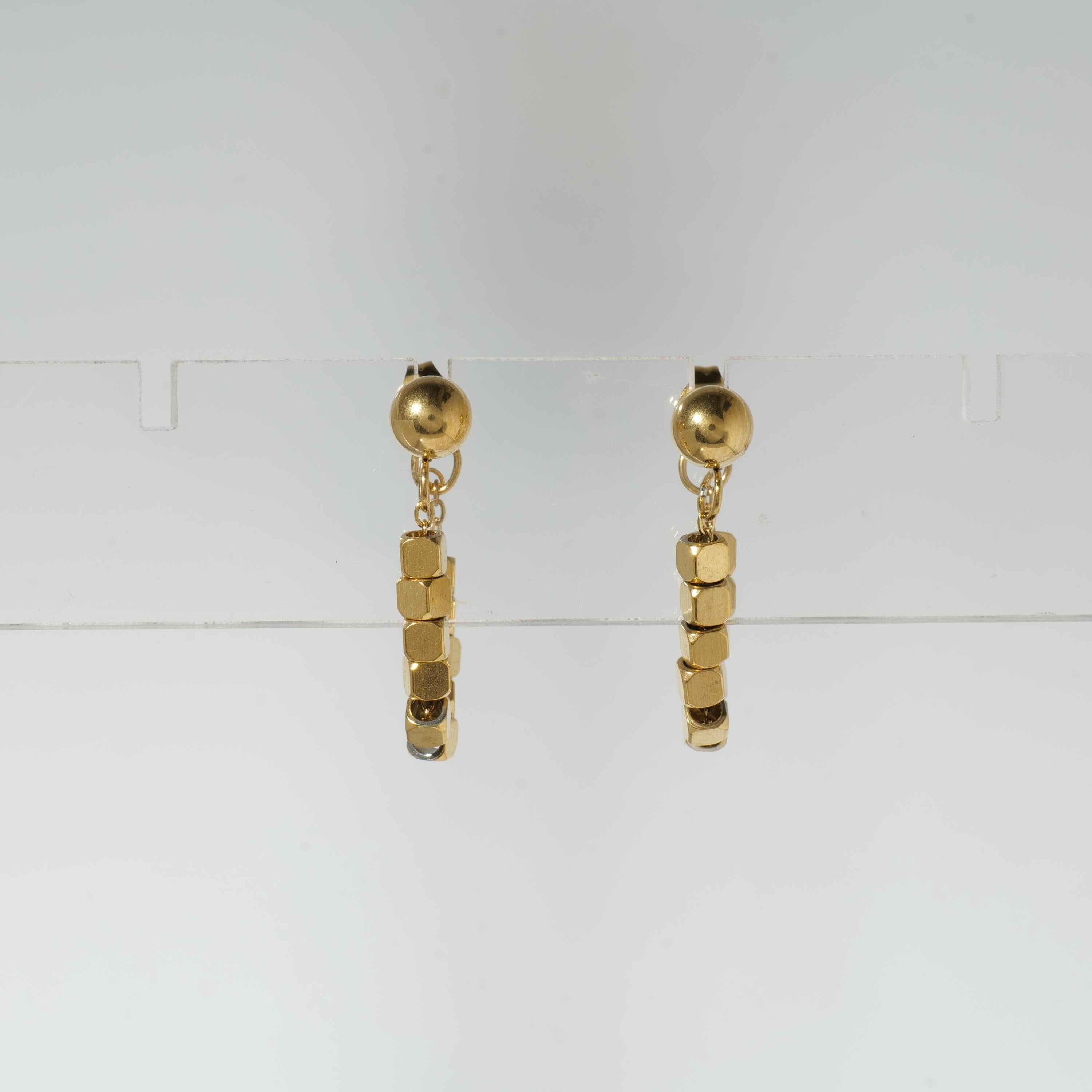 18k Gold Plated Square Dangle Earrings