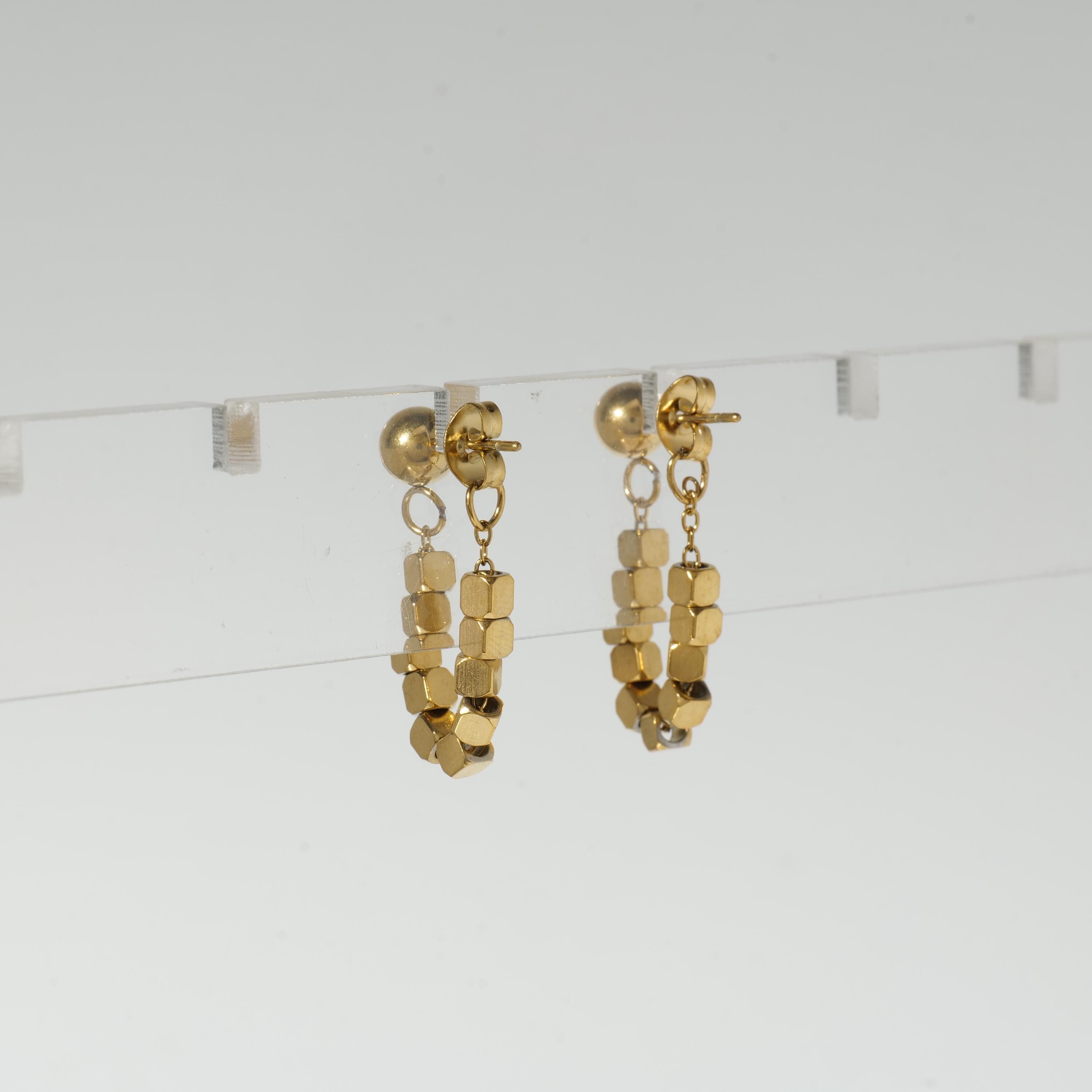 18k Gold Plated Square Dangle Earrings