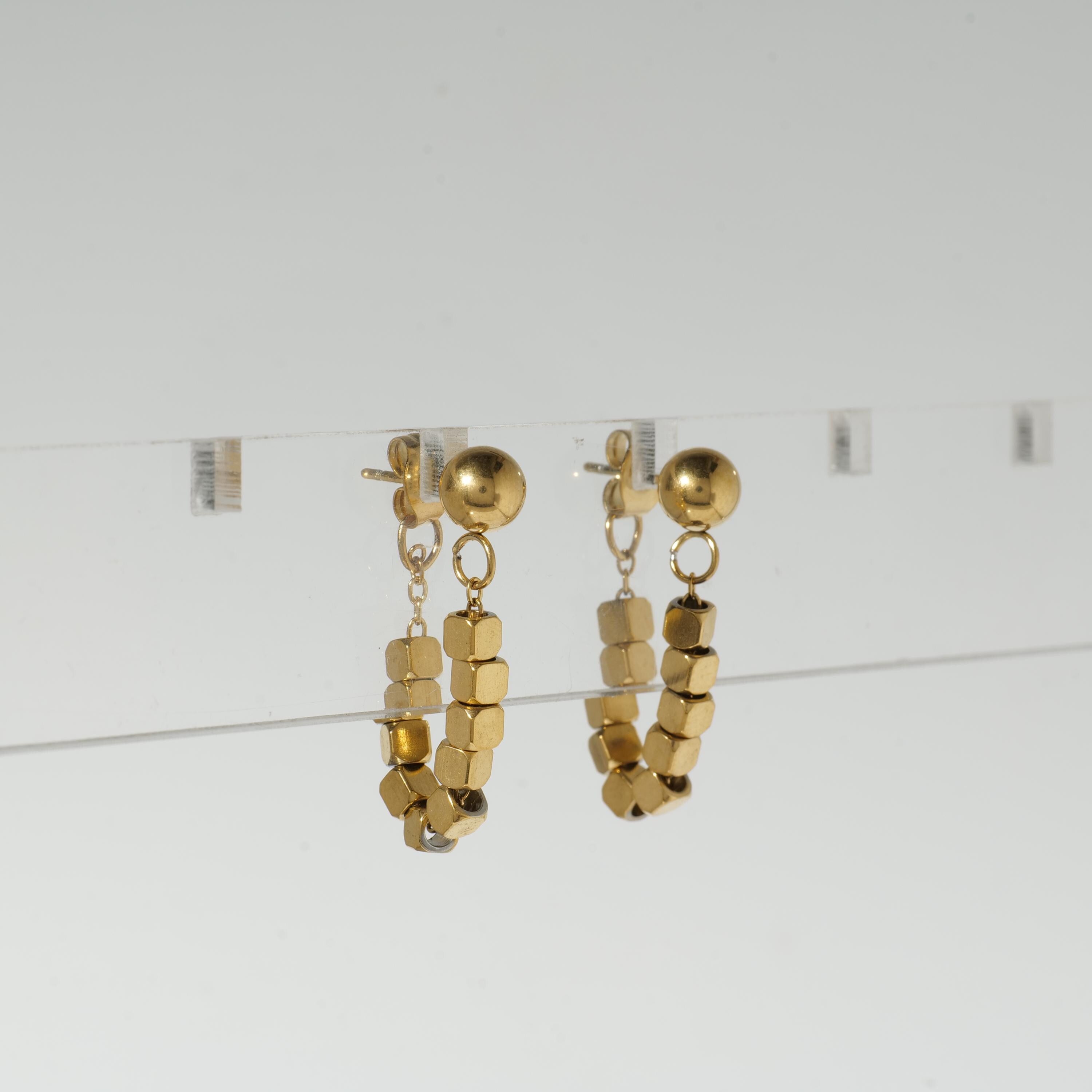 18k Gold Plated Square Dangle Earrings