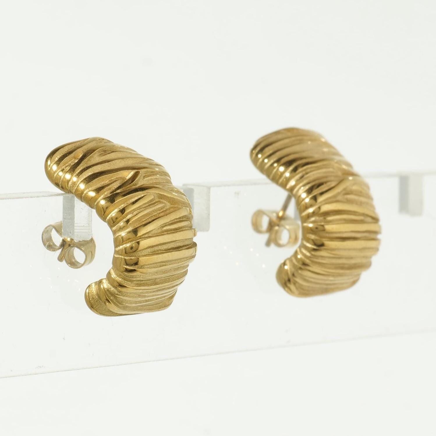 Gold Textured Fold Earrings