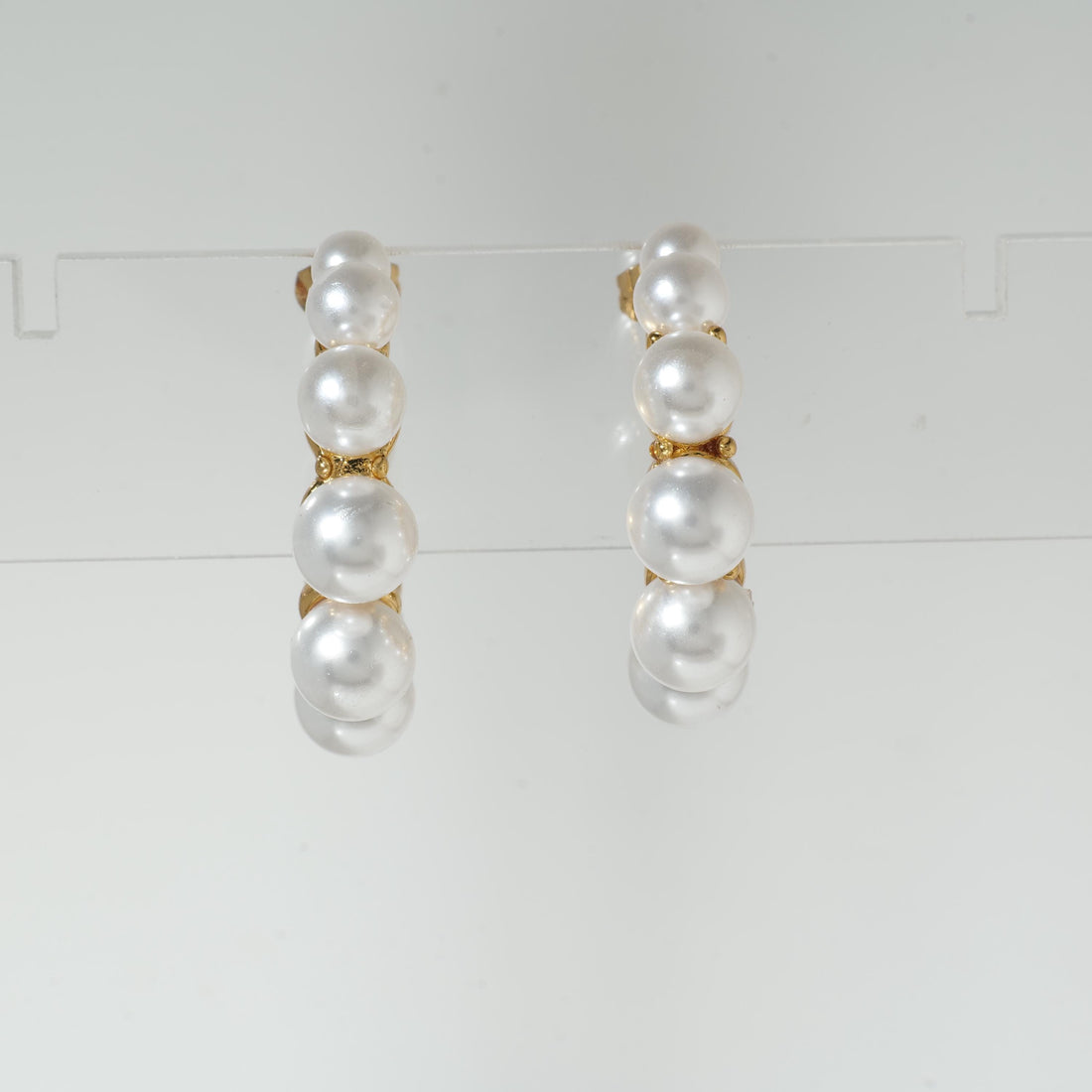 Gold Pearl Hoop Earrings