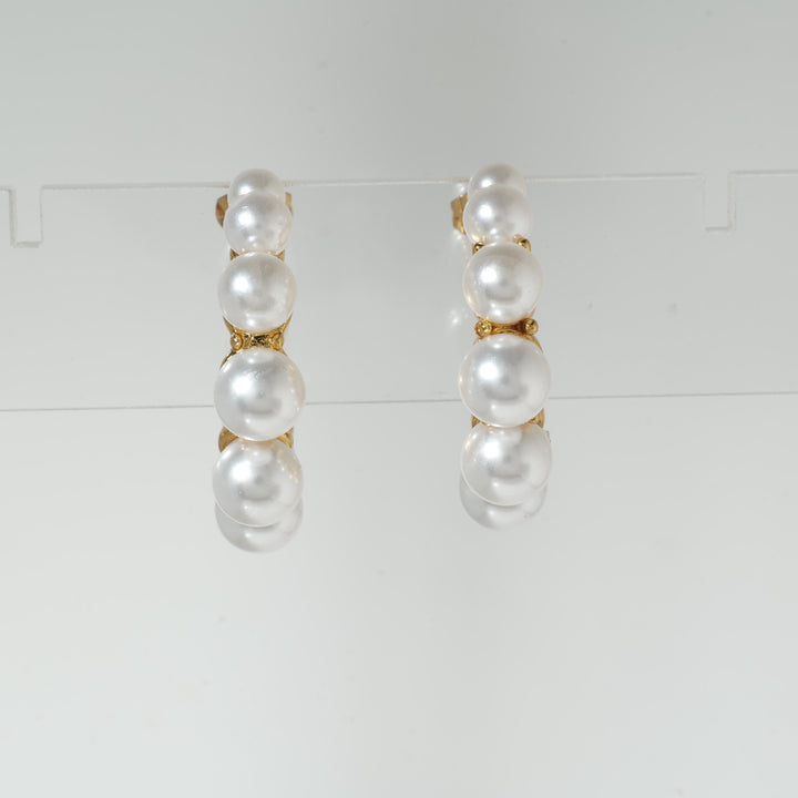 Gold Pearl Hoop Earrings
