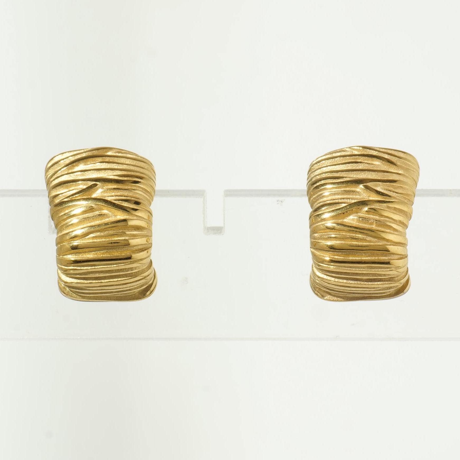 Gold Textured Fold Earrings