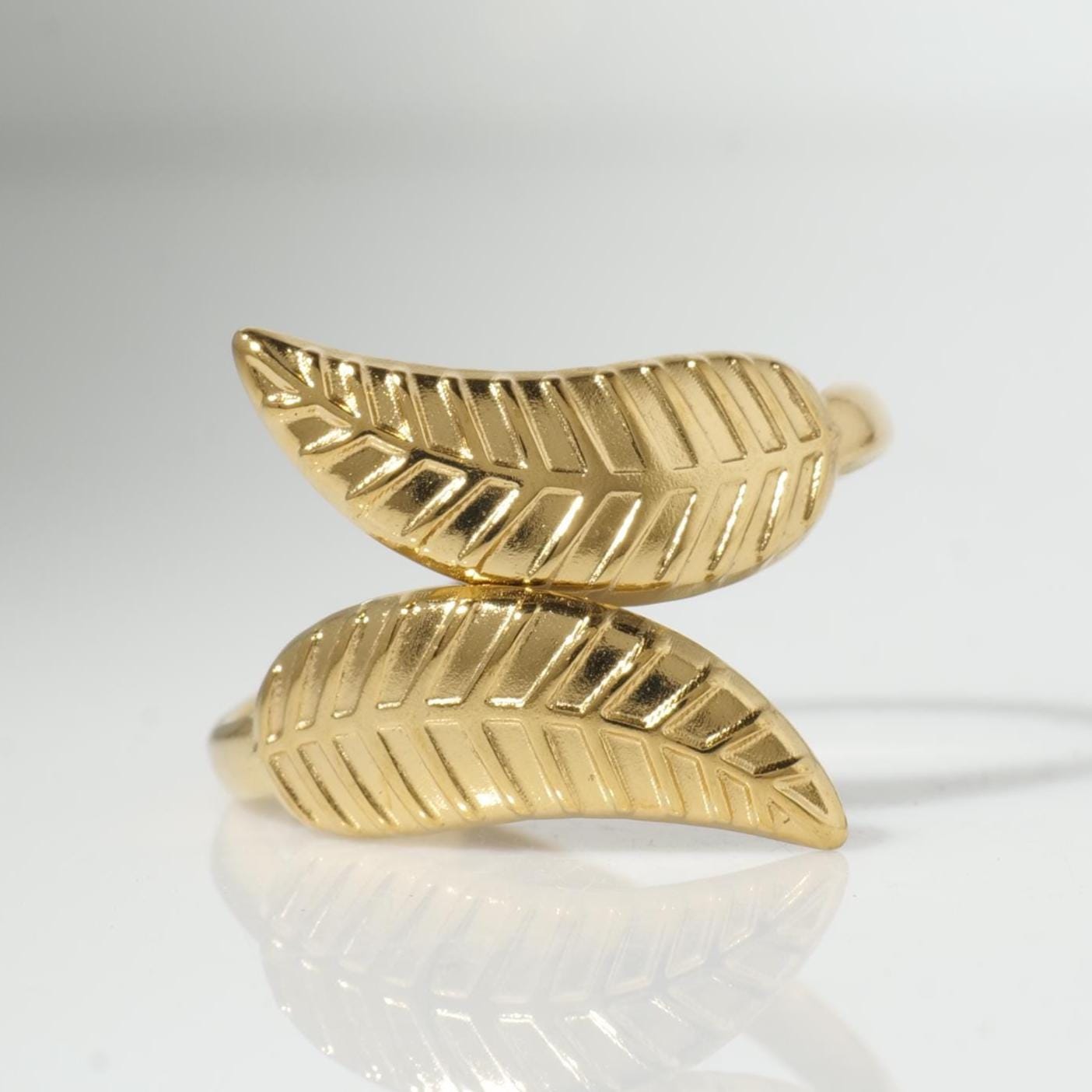 Gold Plated Leaf Wrap Ring