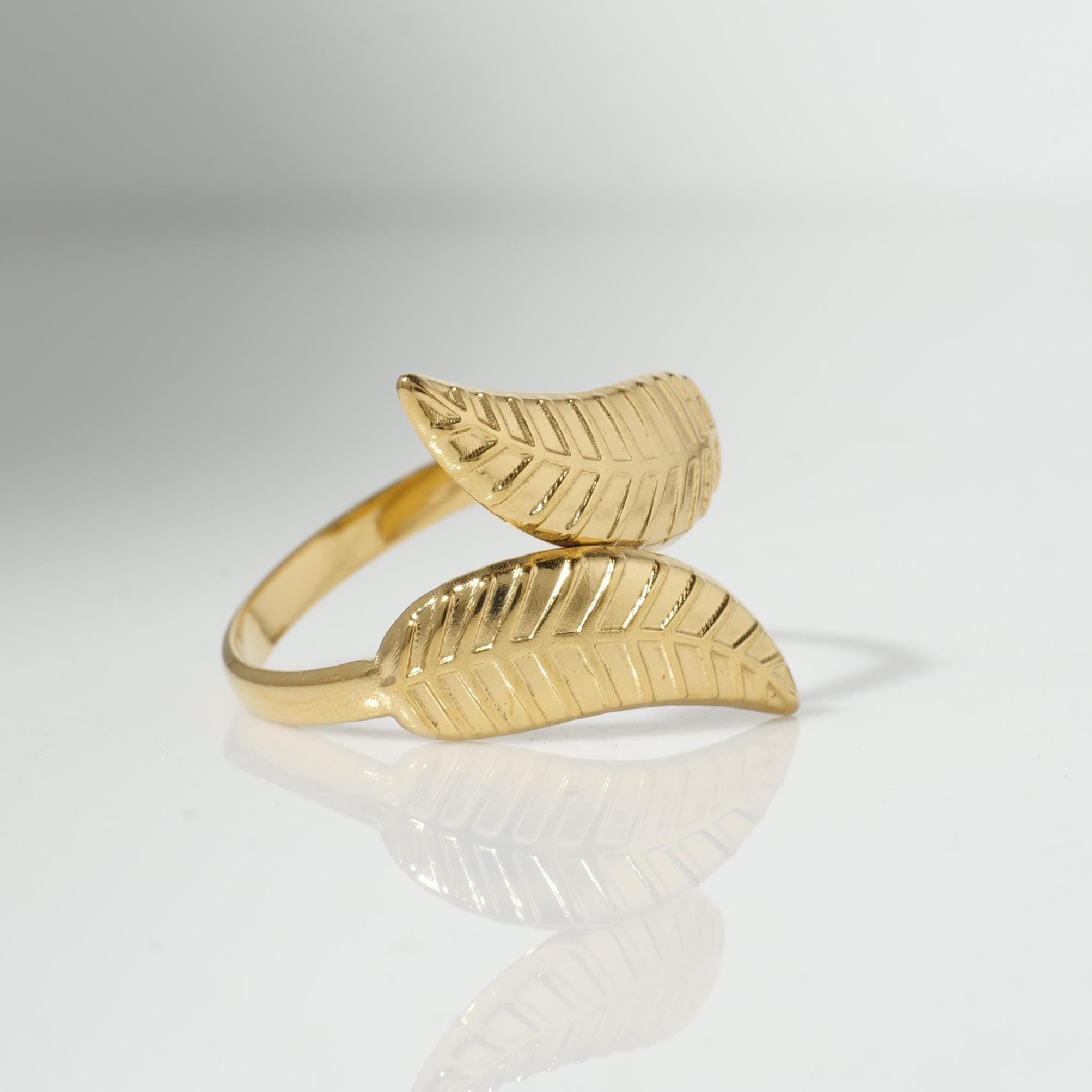 Gold Plated Leaf Wrap Ring