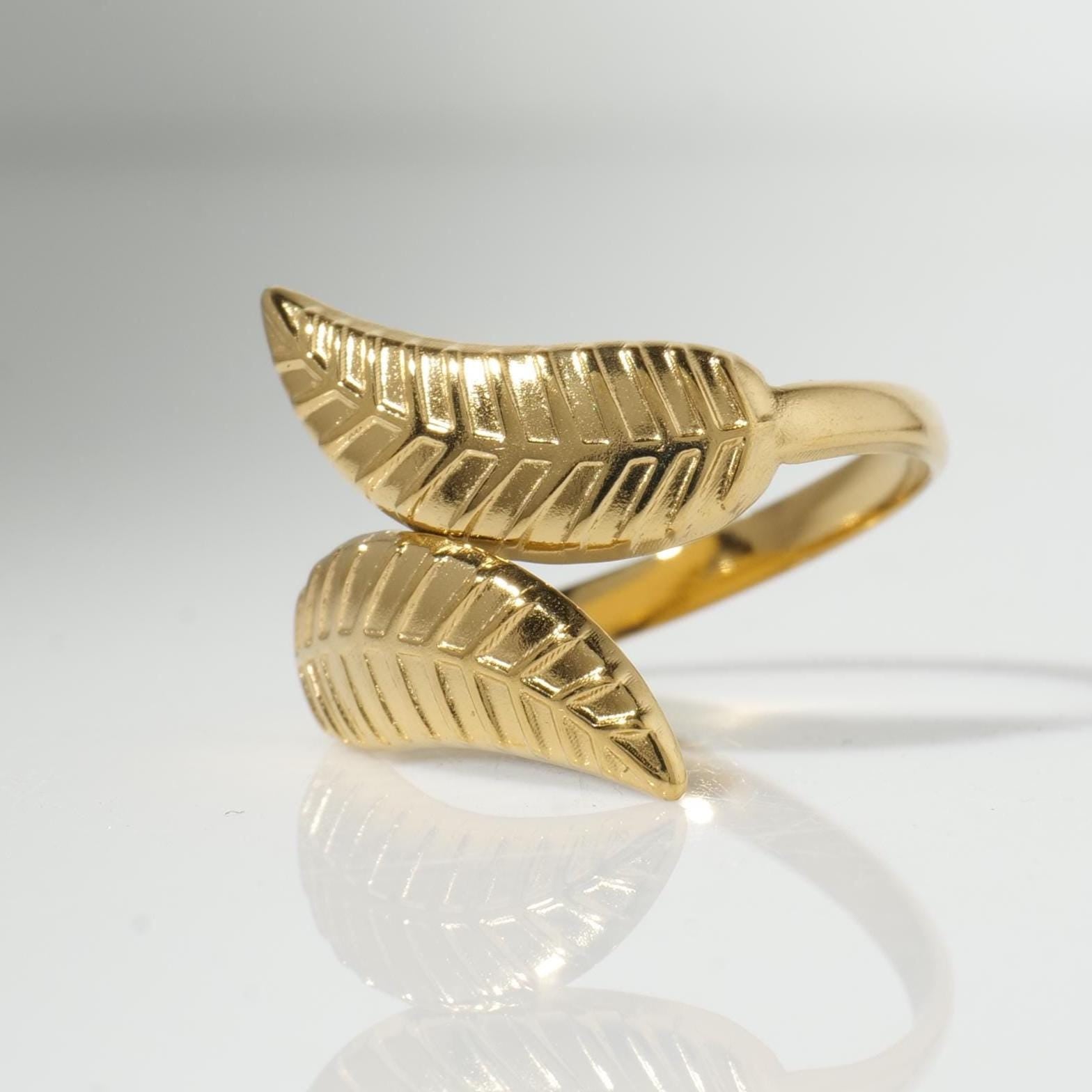 Gold Plated Leaf Wrap Ring