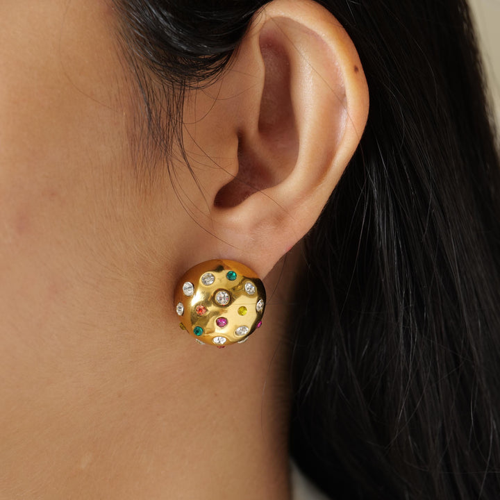Gold Plated Colorful Crystal Studs
